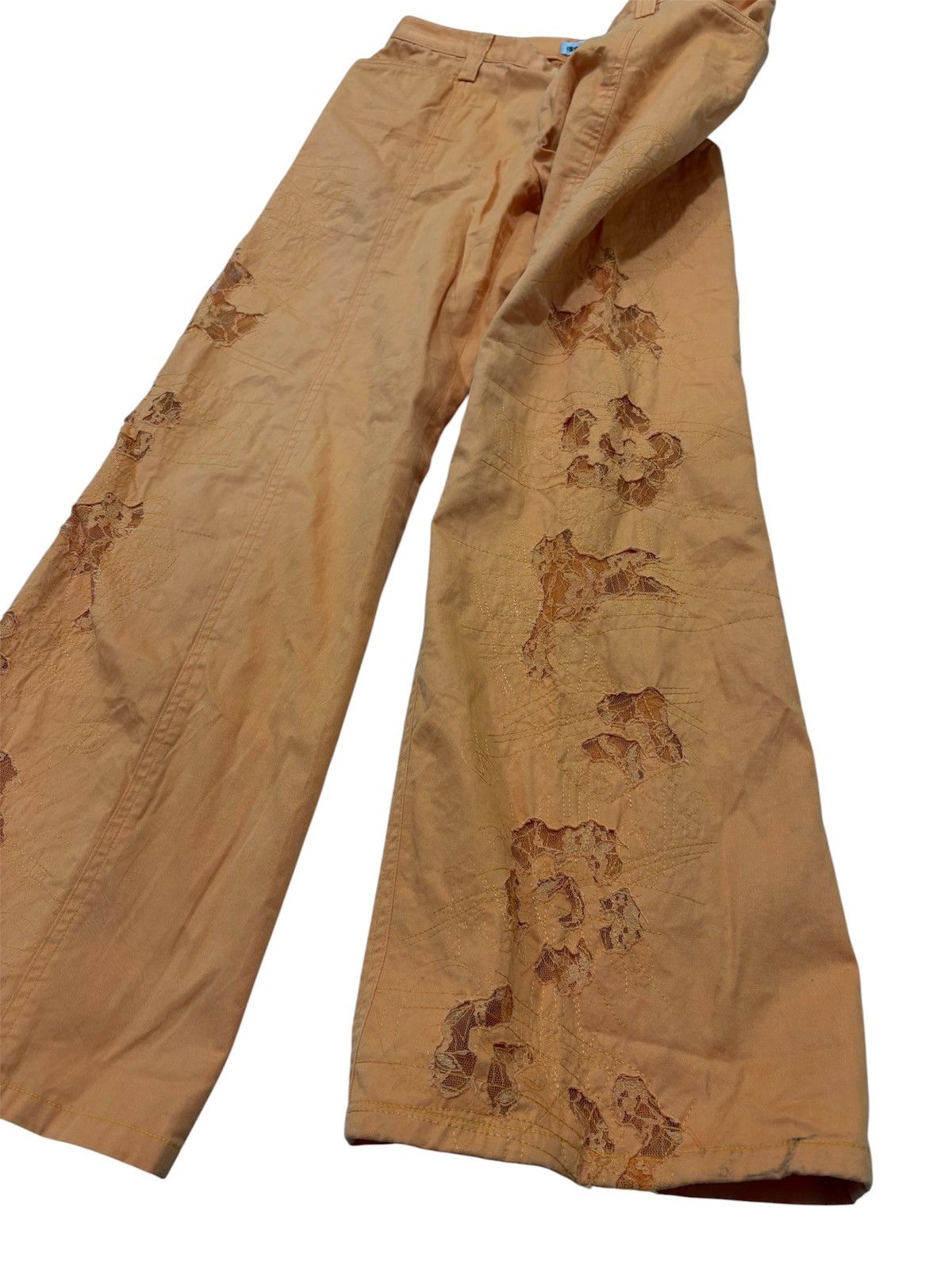 Issey Miyake 🔥 Issey Miyake Floral Distressed Embroidery Wide Leg Pants Size 27" / US 4 / IT 40 - 10 Thumbnail