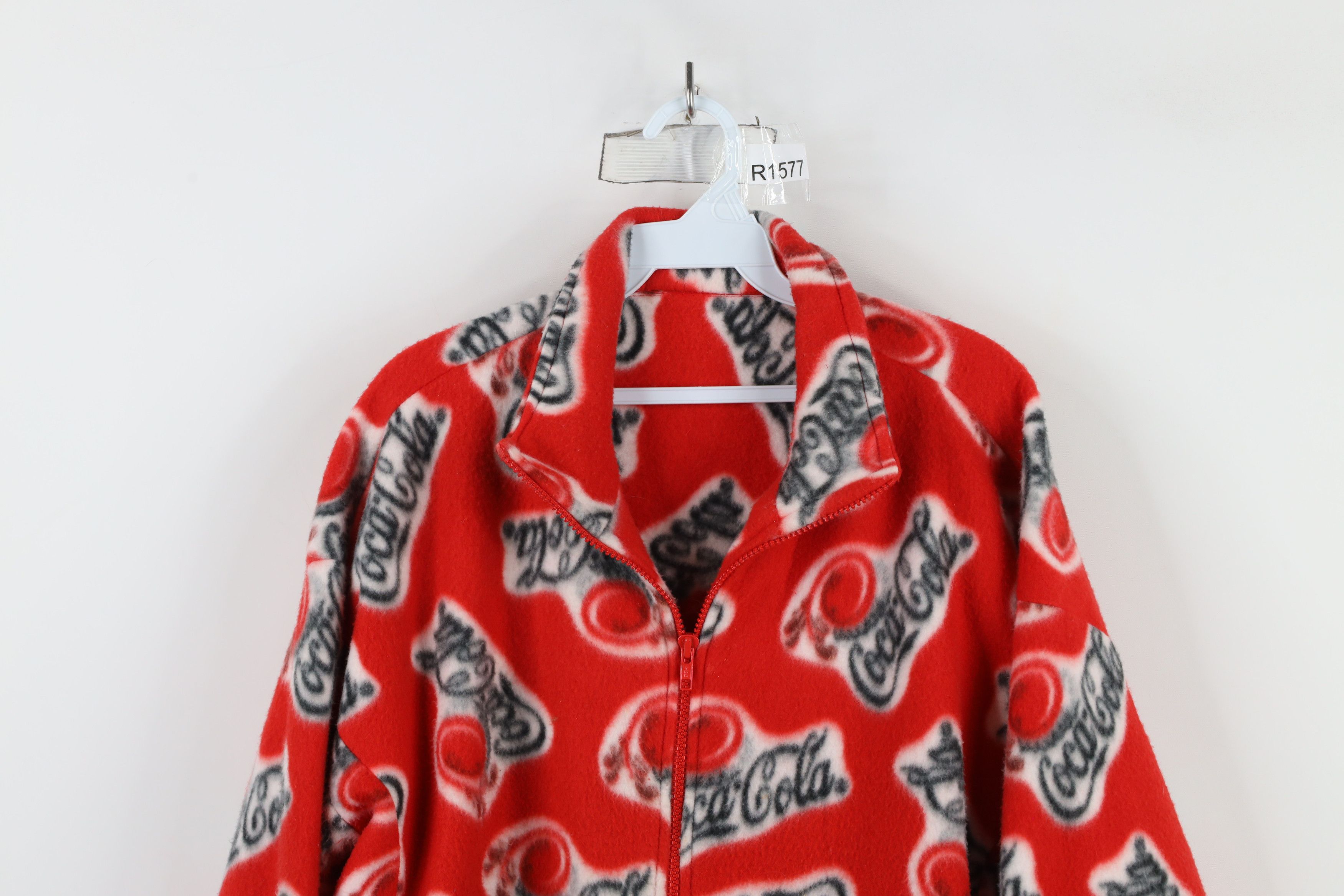 Vintage Vintage 90s Coca Cola Over Print Full Zip Fleece Jacket Red Size XXL / US 16-18 / IT 52-54 - 2 Thumbnail