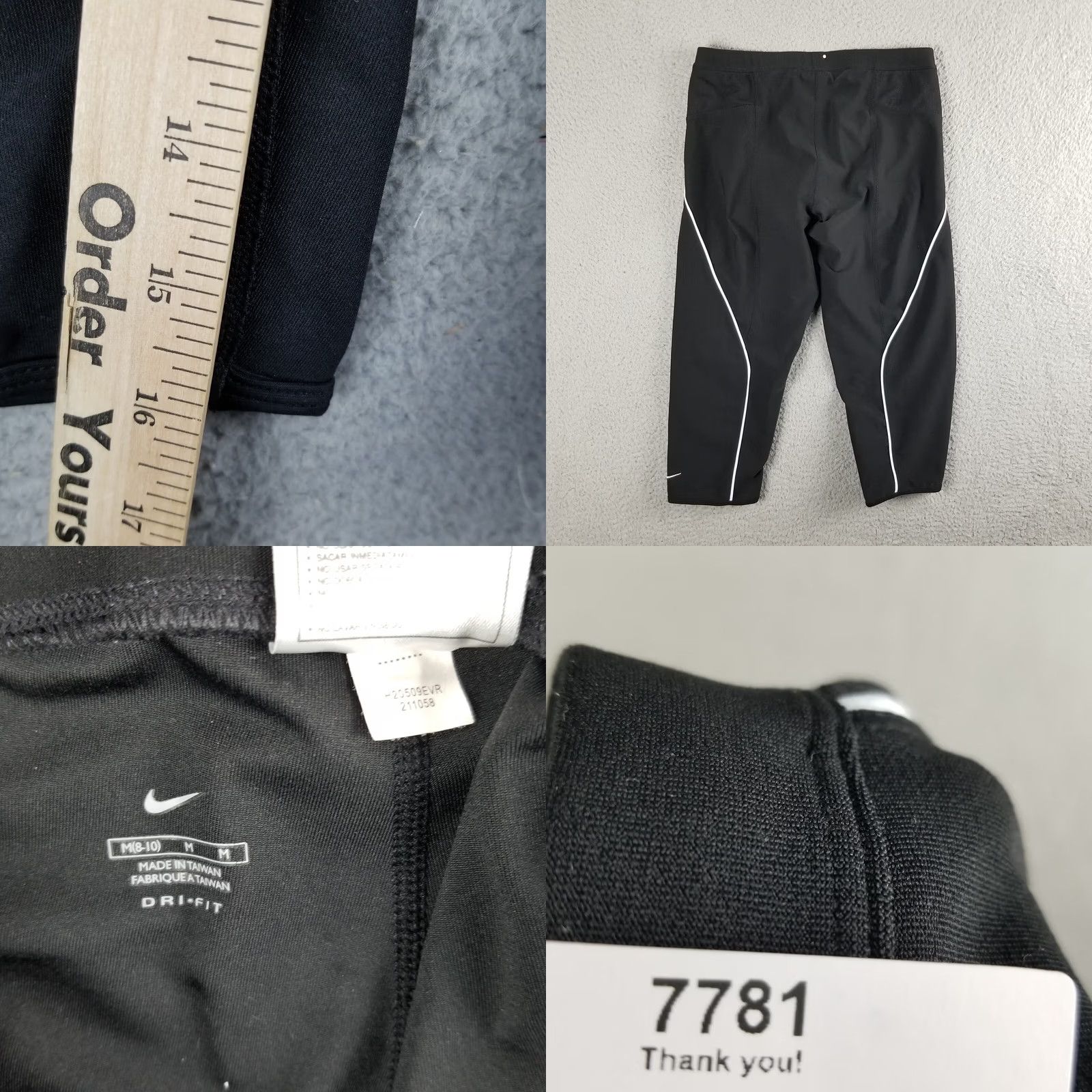 Nike Nike Dri-FIT Crop Running Pants Black Striped Women's Medium II Size 32" / US 10 / IT 46 - 8 Thumbnail