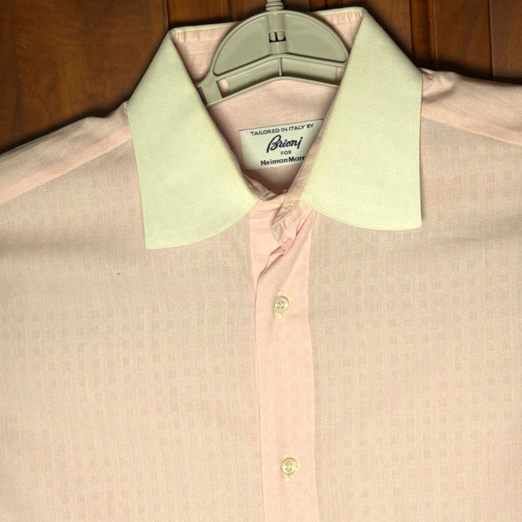 Brioni Brioni Dress Shirt Mens 15 x 32 Pink Cotton Long Sleeve French Cuff Italy Size 40R - 6 Thumbnail