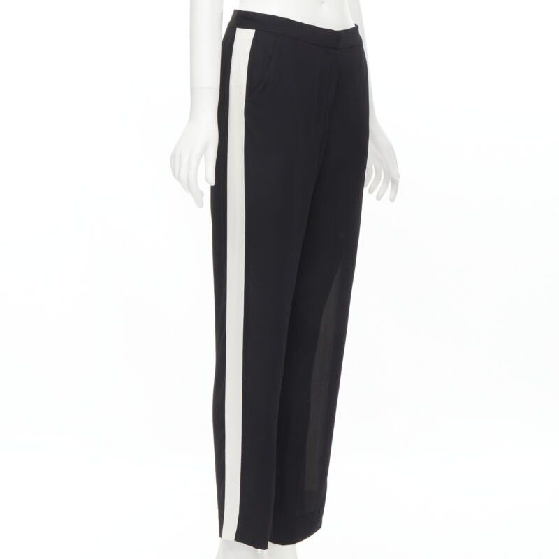 Lanvin LANVIN 2013 Alber Elbaz 100% viscose white stripe black trousers FR36 S Size 26" / US 2 / IT 38 - 1 Thumbnail