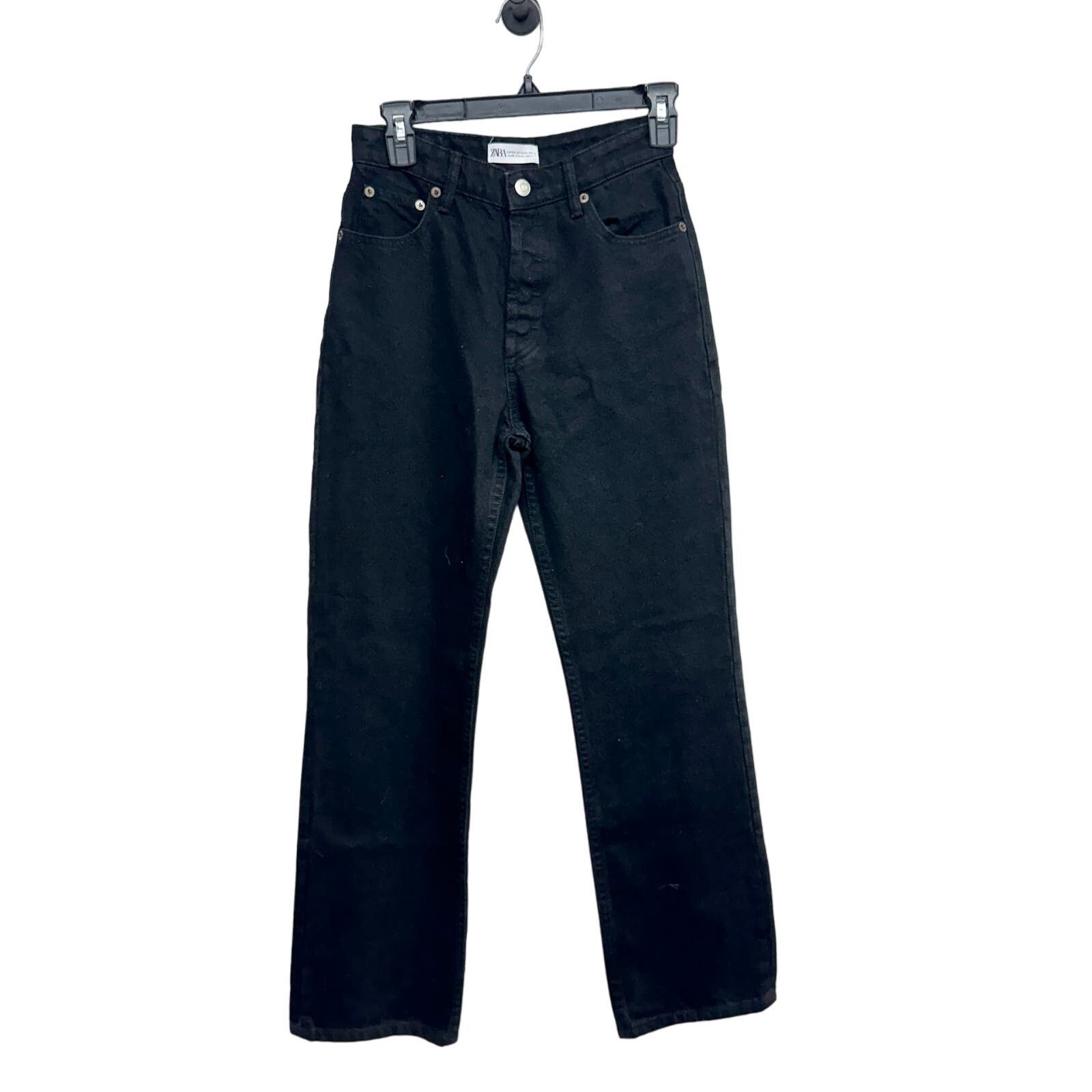 Zara Zara Women Wide Leg High Waisted Black Jeans Size 2 Size 26" / US 2 / IT 38 - 1 Thumbnail