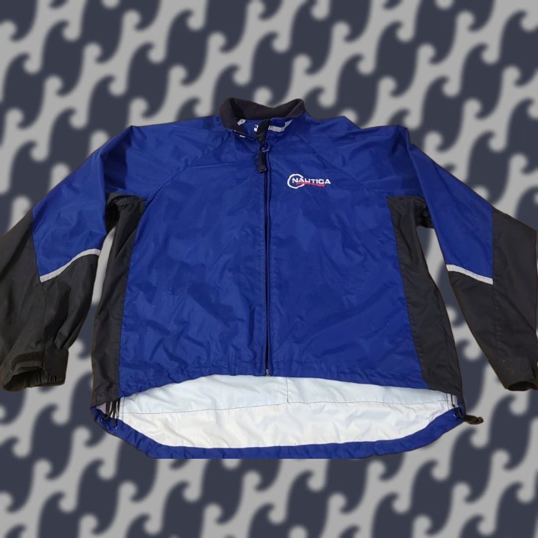VINTAGE Nautica Windbreaker Jacket Sailing All Seasons 90s Mens Large Blue Logo