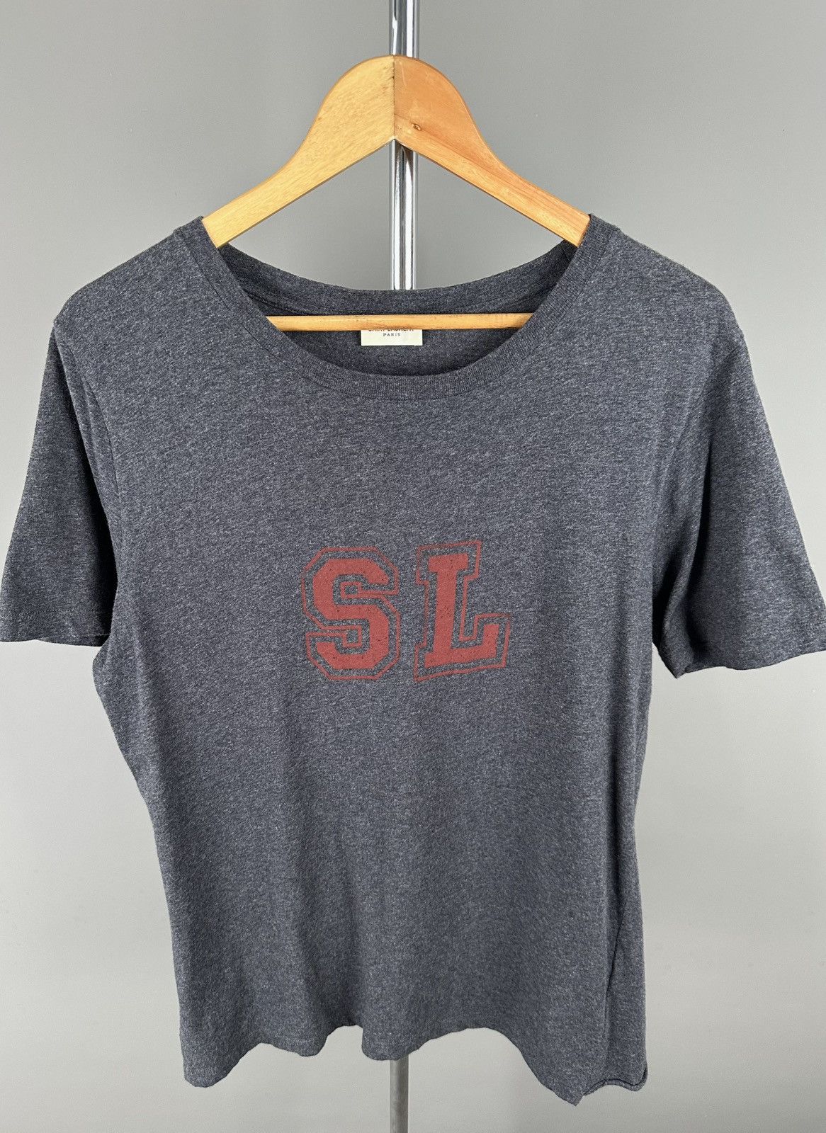 Saint Laurent Paris Saint Laurent - University SL Logo Short Sleeve Shirt Grey Size US S / EU 44-46 / 1 - 2 Thumbnail