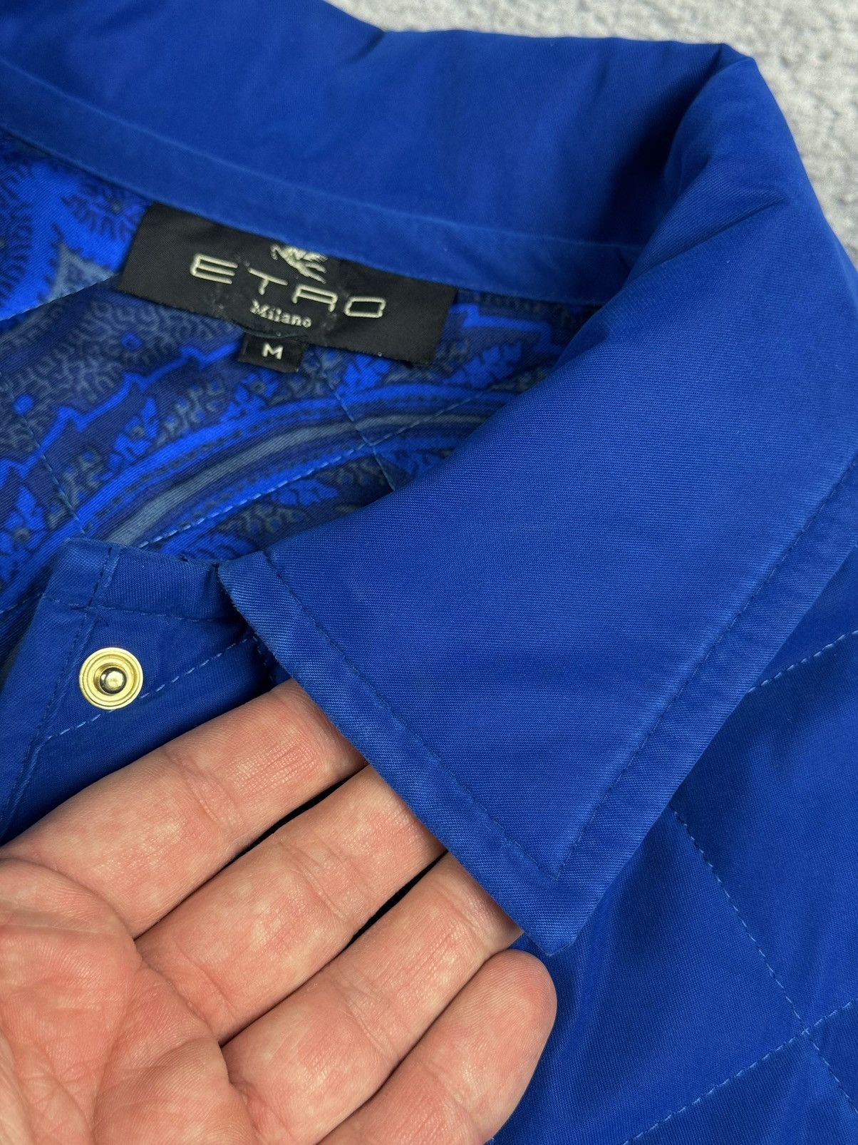 Etro × Vintage ETRO Milano Silk Quilted Blue Jacket Size M / US 6-8 / IT 42-44 - 15 Thumbnail