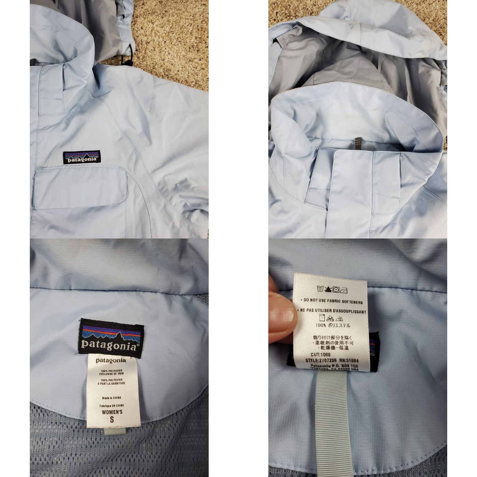 Patagonia Patagonia Jacket Womens Small Blue Full Zip Hooded Pockets Slate Sky Rain Coat 27072 Wind-Resistant Water Resistant Rain" Size S / US 4 / IT 40 - 9 Thumbnail