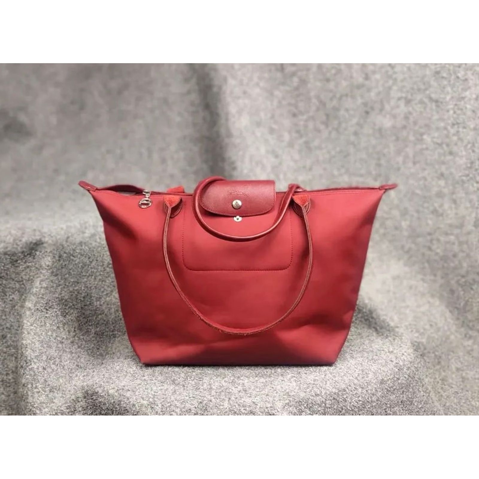 Longchamp VINTAGE Longchamp Le Pliage Néo wine red-colored nylon and leather tote bag Handbag Size ONE SIZE - 2 Thumbnail