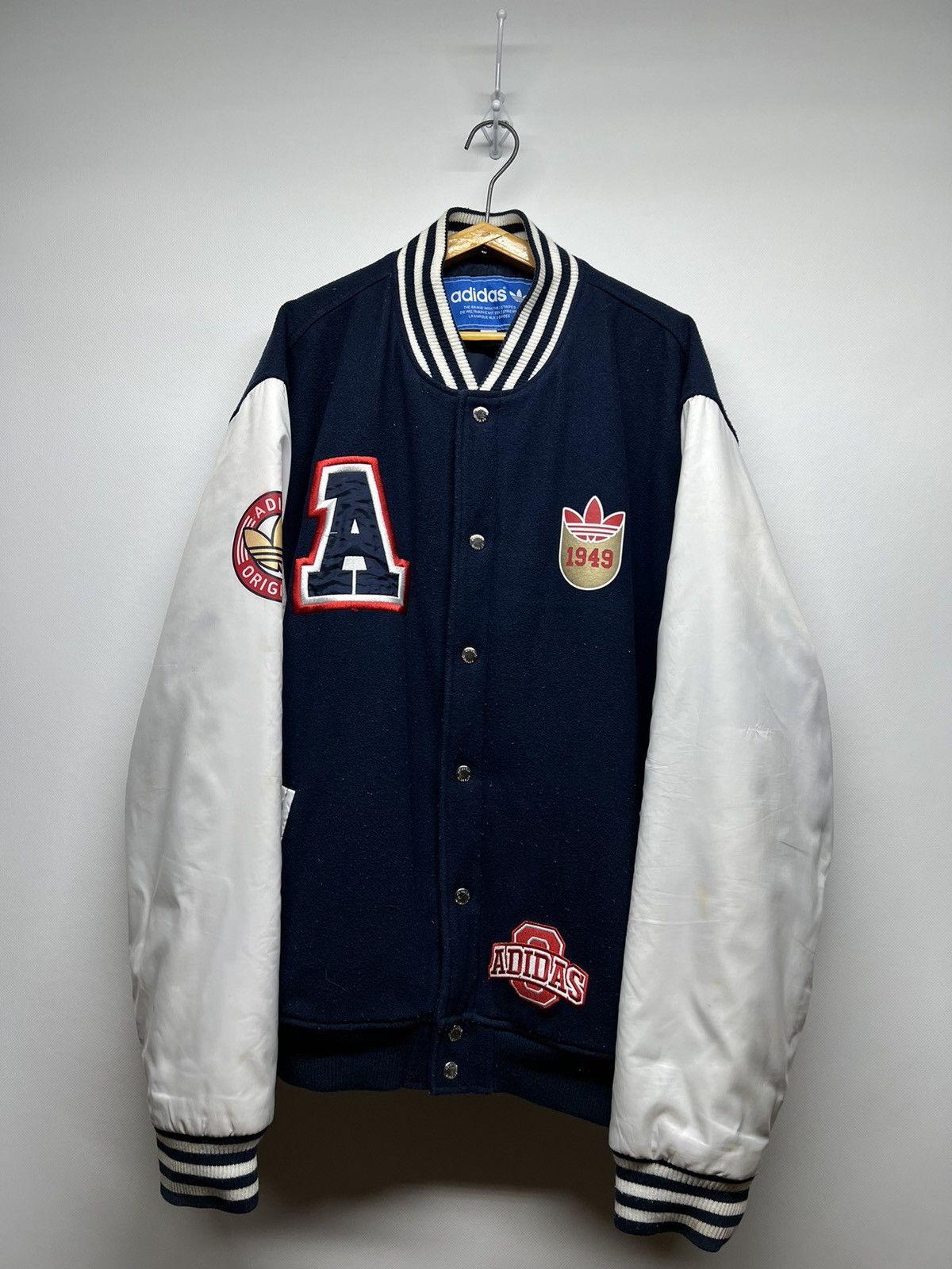 Vintage Vintage Adidas Wool/Nylon Varsity Jacket 00’s Size US XL / EU 56 / 4 - 1 Thumbnail