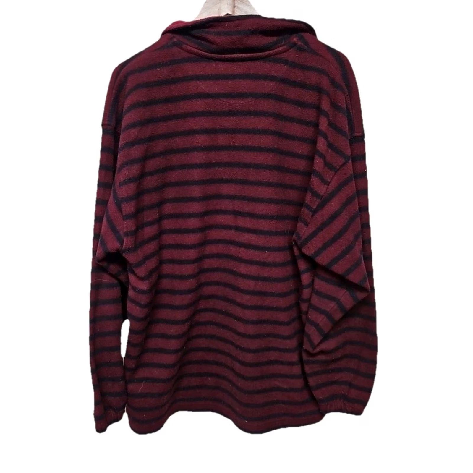 Bugle Boy VINTAGE Bugle Boy Quarter Zip Fleece Men’s Large Burgundy Striped Pullover Size US L / EU 52-54 / 3 - 7 Thumbnail