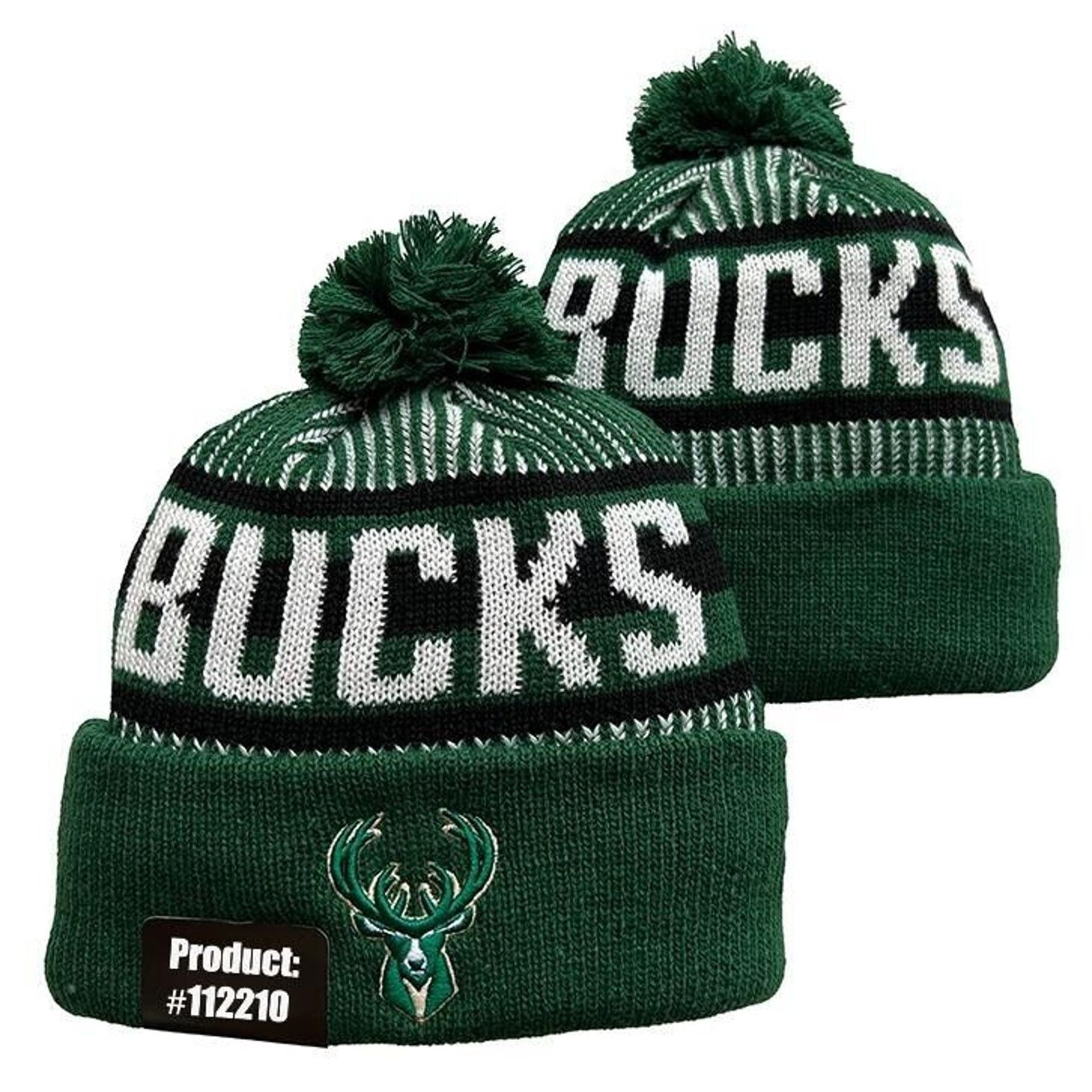 Other NWT Milwaukee Bucks Striped Knit Sports Beanie Fleece Lined Size ONE SIZE - 1 Thumbnail