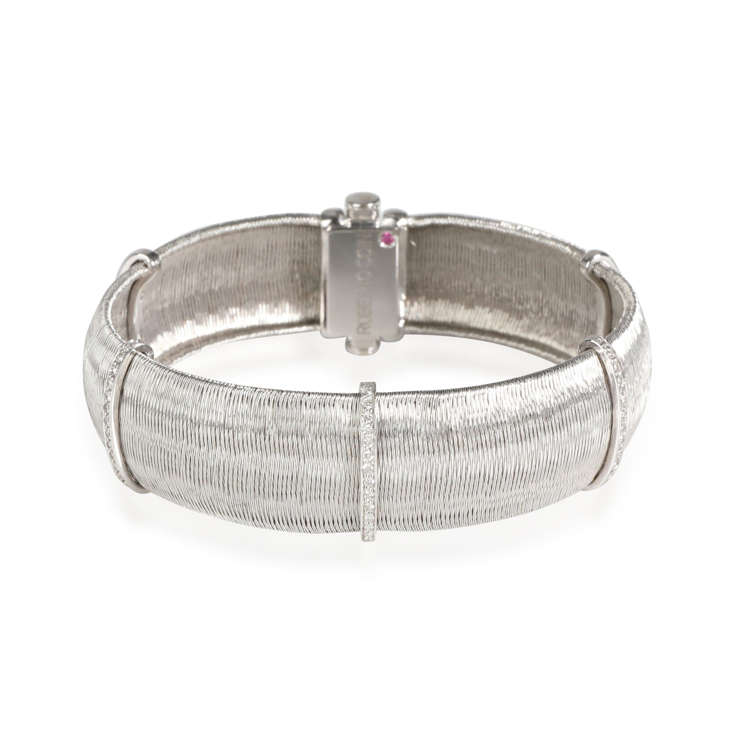 image of Tiffany Co Roberto Coin Diamond Bracelet In 18K White Gold 0.20 Ctw, Women's
