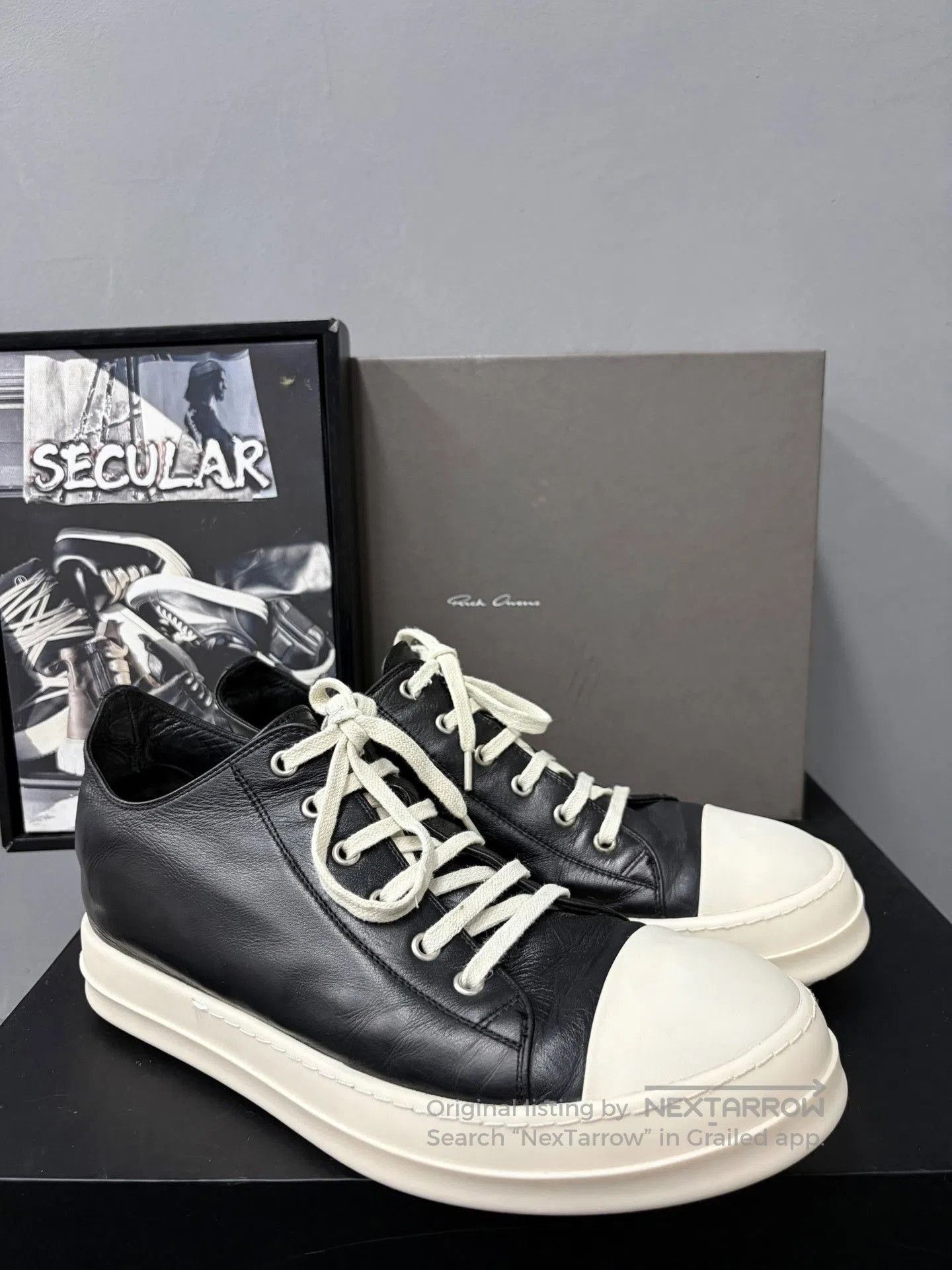 Rick Owens Rick Owens Leather Black White Low. Size US 9 / EU 42 - 3 Thumbnail