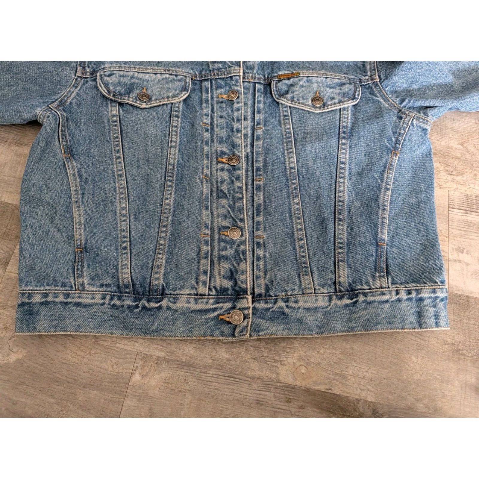 Jordache VINTAGE Jordache Jean Jacket Men's Medium Blue Denim Trucker Faded 90s Size US 31 - 5 Thumbnail