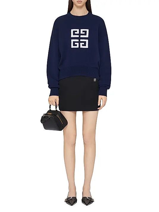 Givenchy o1srvl11e0725 4G Sweater in Cashmere in Navy Blue Size L / US 10 / IT 46 - 3 Thumbnail