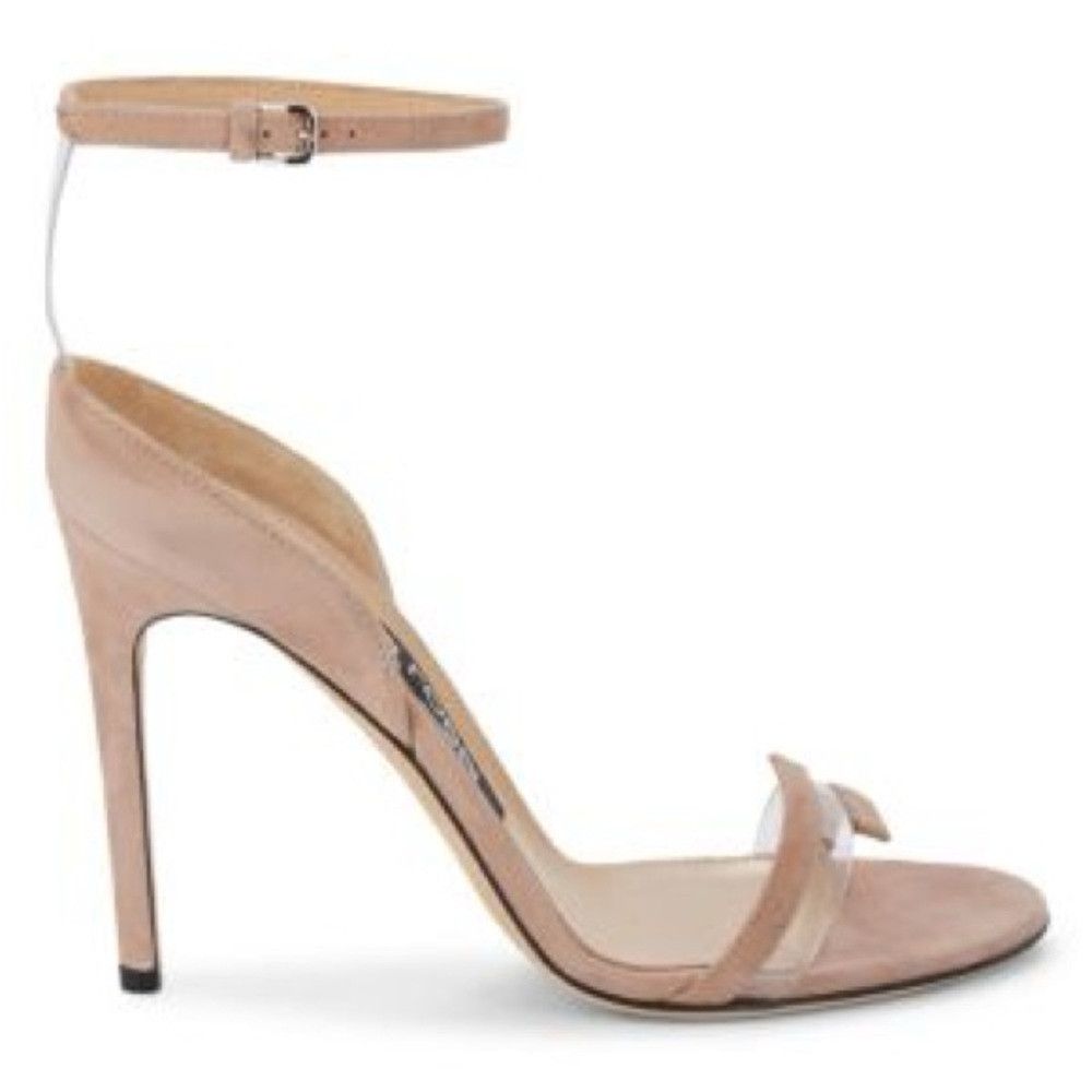 Sergio Rossi Sergio Rossi Karen Sandals Nude Suede & PVC Ankle Tie EU 41 Size US 11 / IT 41 - 1 Thumbnail