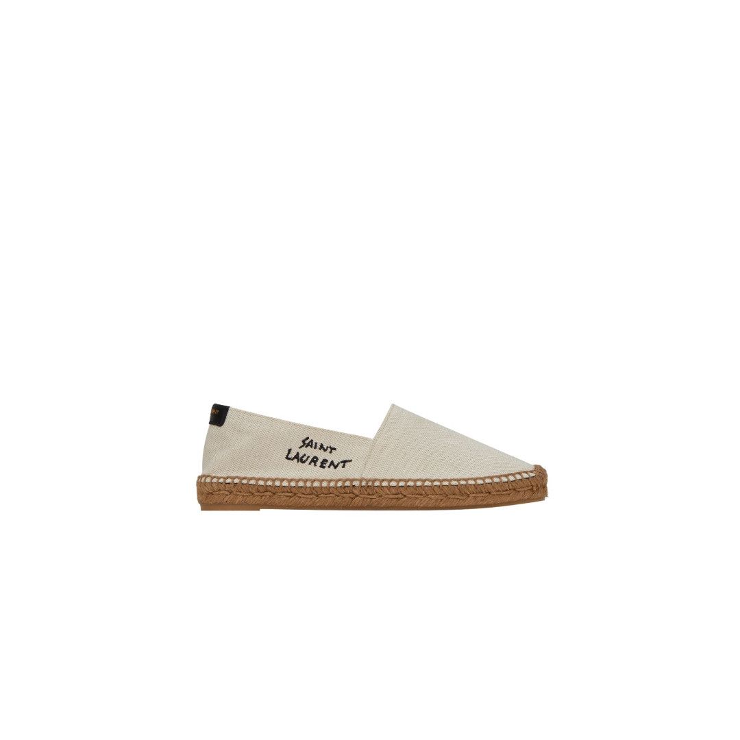 Saint Laurent Paris oc11z1125 Embroidered Espadrilles in Canvas in Natural Beige Size US 11 / EU 44 - 1 Thumbnail