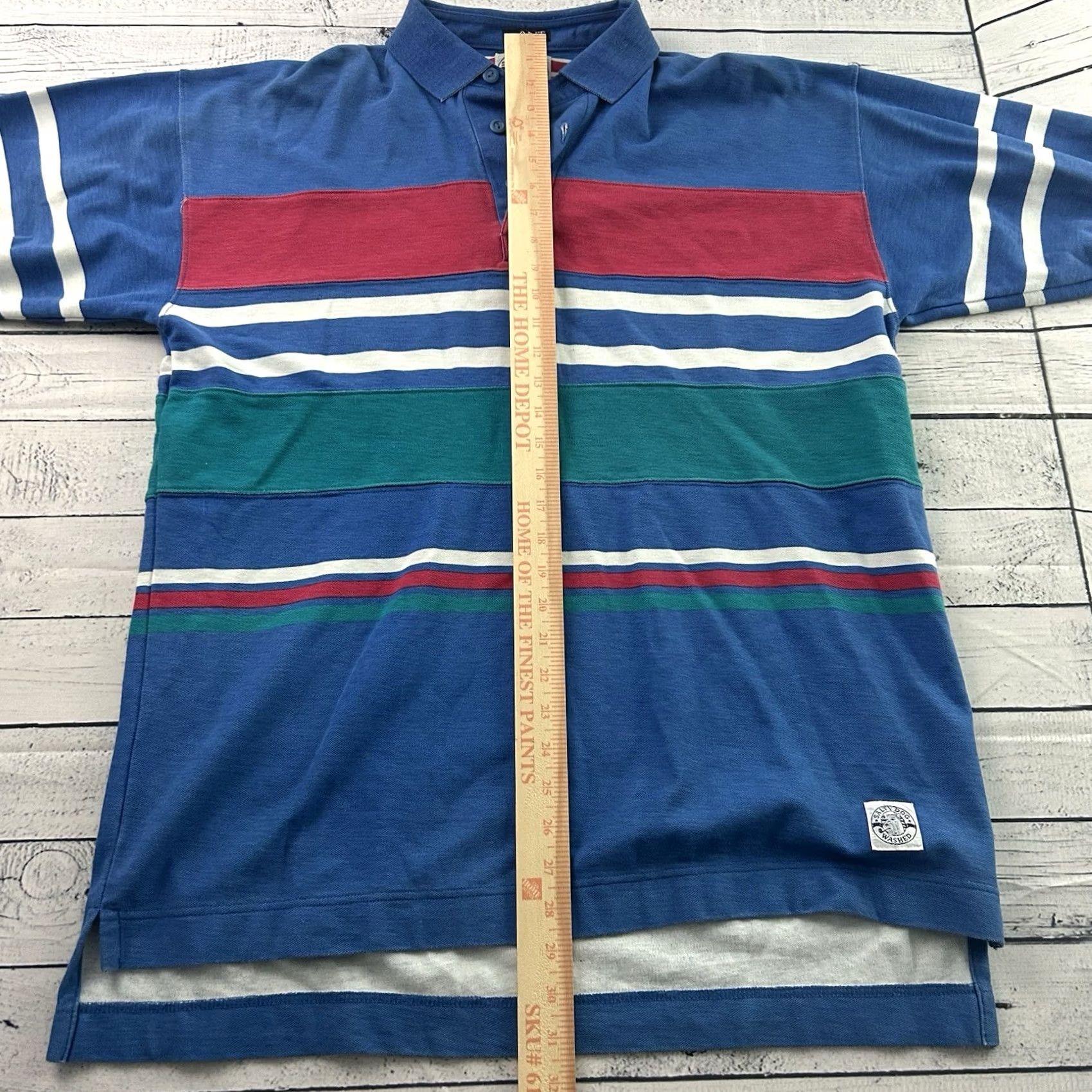 Gant GANT Salty Dog Washed Striped Short Sleeve Button Front Polo Shirt Men's Large Color Multicolor Short Sleeve Polo Mens L Striped Dog Theme Size US L / EU 52-54 / 3 - 4 Thumbnail