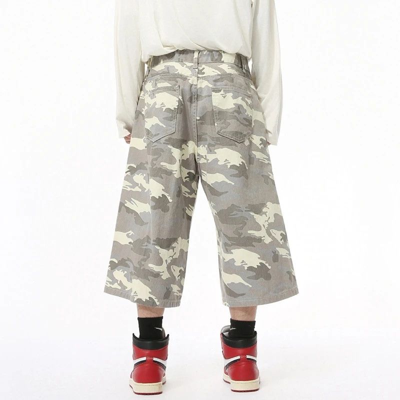 Japanese Brand Cropped Trousers Camouflage Denim Size US 33 - 5 Thumbnail