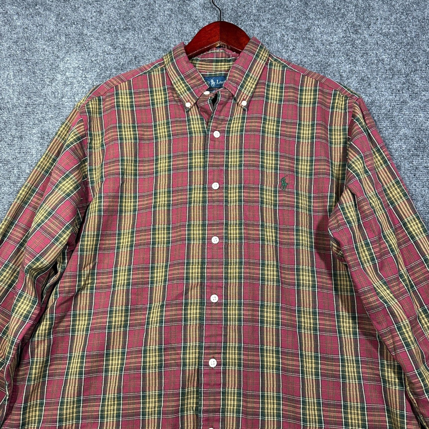Ralph Lauren Ralph Lauren Shirt Mens Large Classic Fit Button Down Maroon Gold Plaid Cotton Size US L / EU 52-54 / 3 - 3 Thumbnail