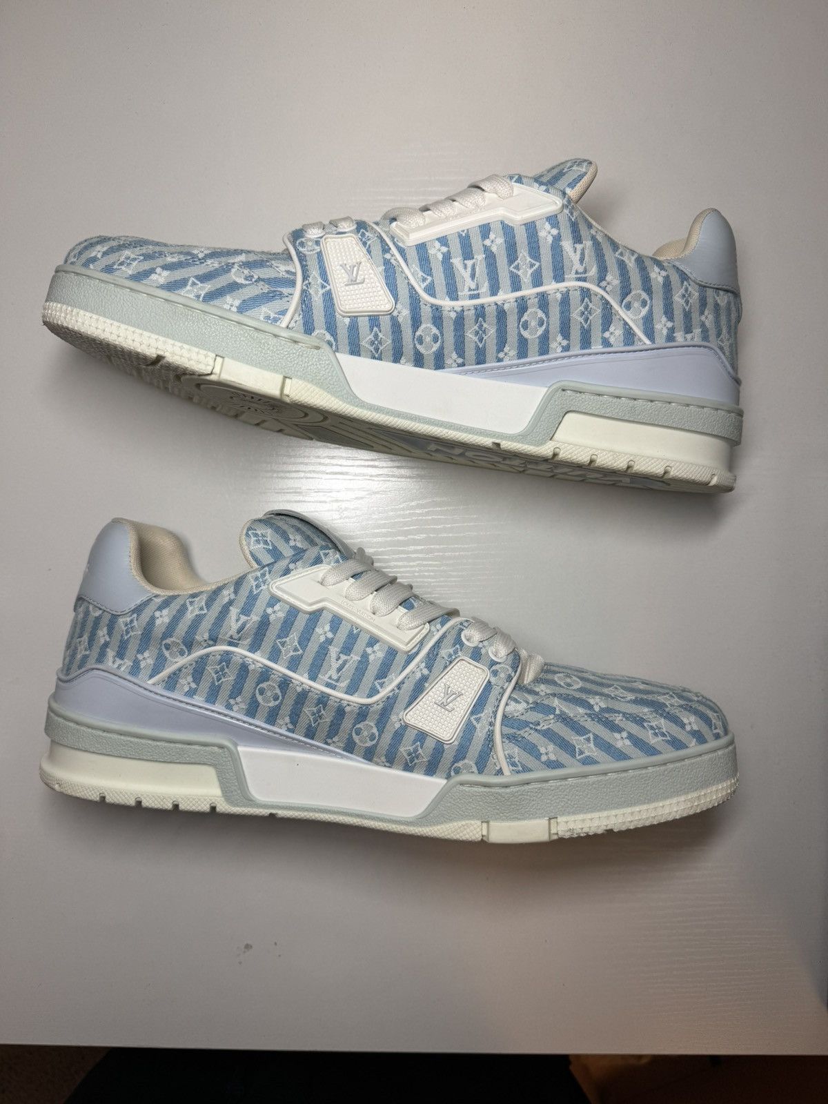 Louis Vuitton Louis Vuitton LV Trainer Low Blue Stripe Mini Monogram Sz 10 Size US 10 / EU 43 - 2 Thumbnail