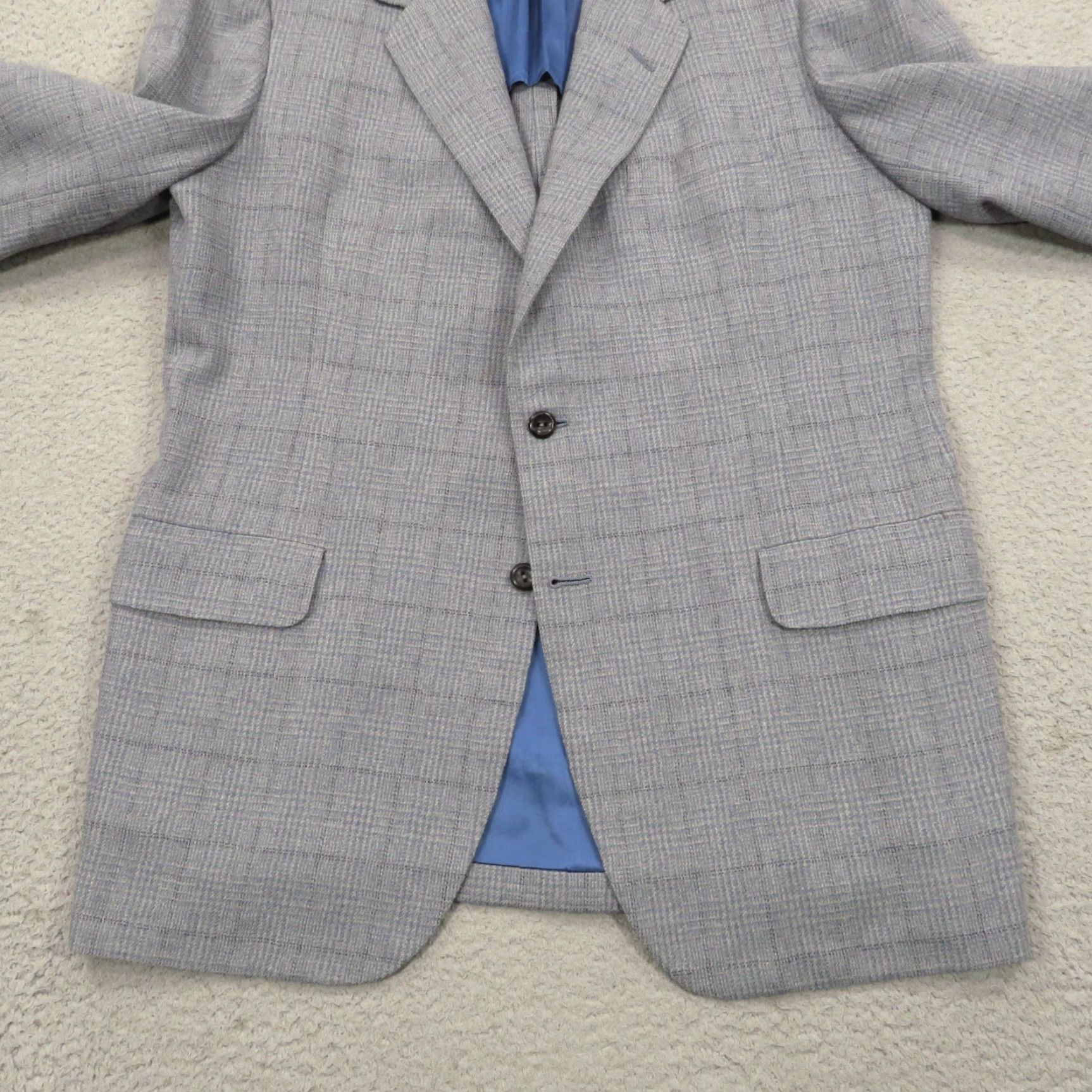Vintage Oxxford Clothes Blazer Sport Coat Jacket Mens 44L Wool Windowpane Size 44R - 2 Thumbnail