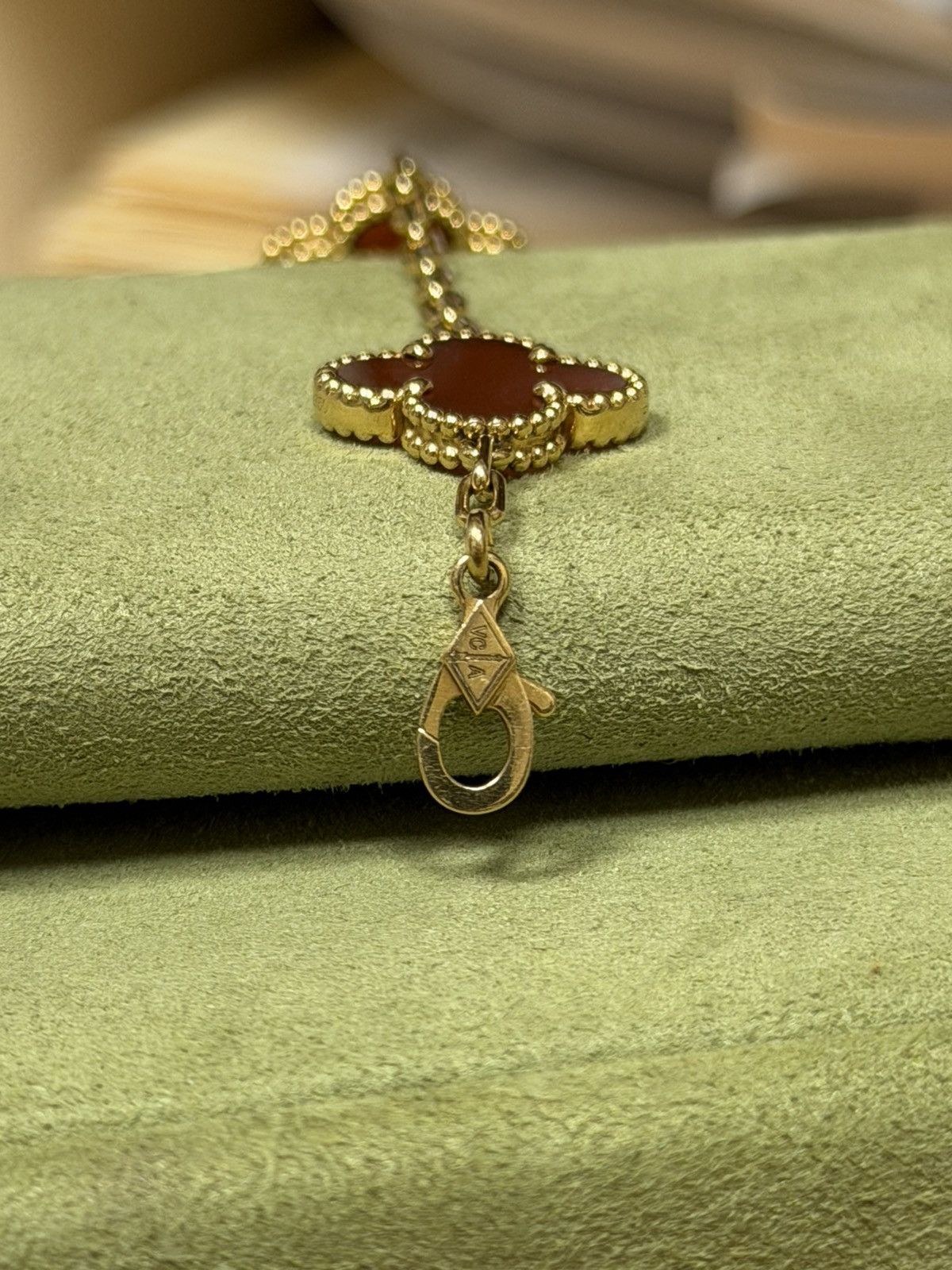 Van Cleef & Arpels Van Cleef Vintage Alhambra 5-Motif Gold Carnelian Bracelet Size ONE SIZE - 9 Thumbnail