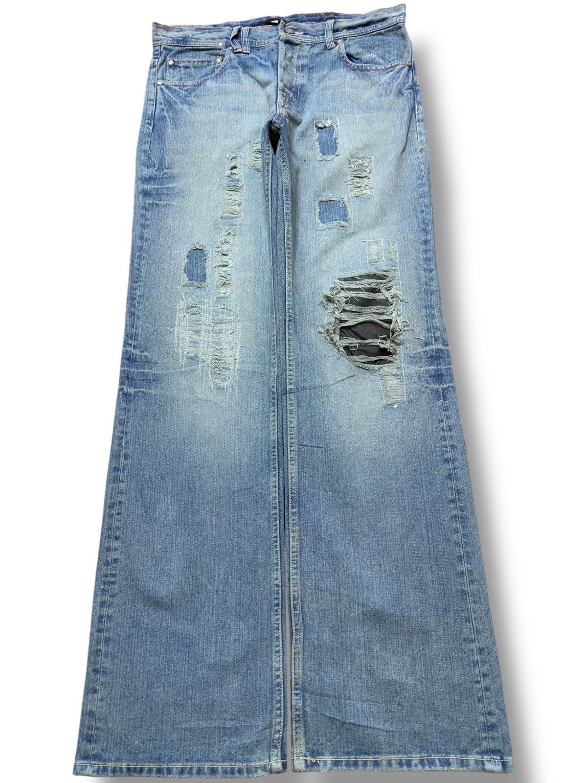 Exhibit66Studios Vintage Exhibisionist Baggy Grunge Ripped Distressed Denim Size US 33 - 1 Thumbnail