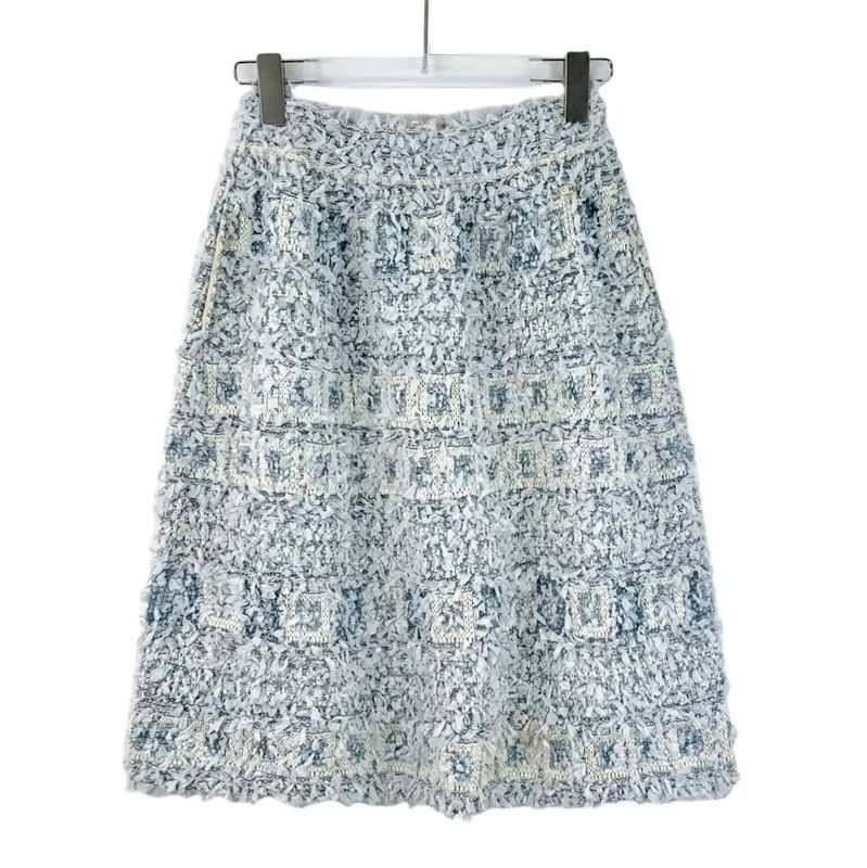 Chanel Chanel Light Blue Wool Blend Skirt 0089 Size 23" - 1 Thumbnail