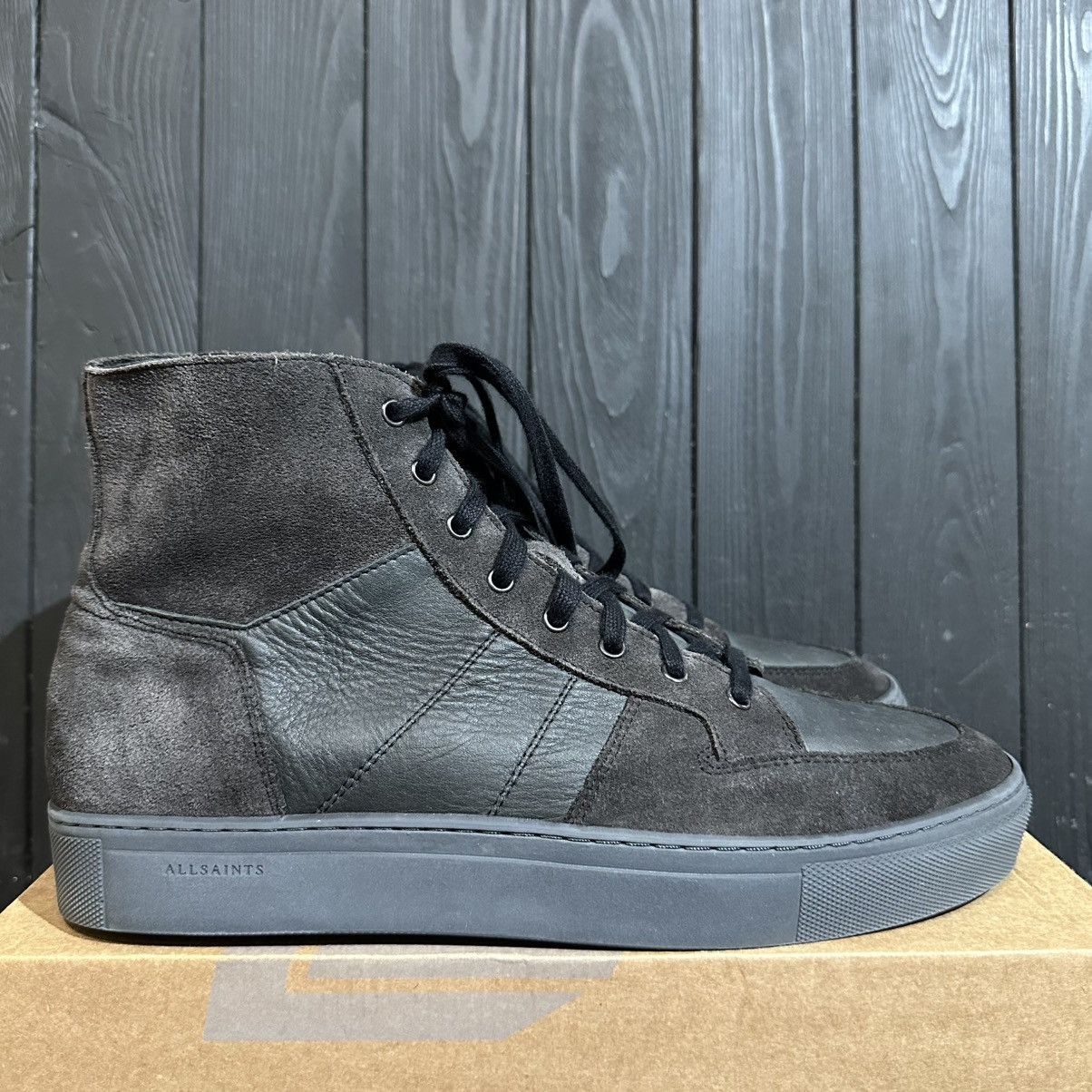 Allsaints ALL SAINTS - Men’s Leather Hi-Top Sneakers Size 44 Size US 10 / EU 43 - 1 Thumbnail
