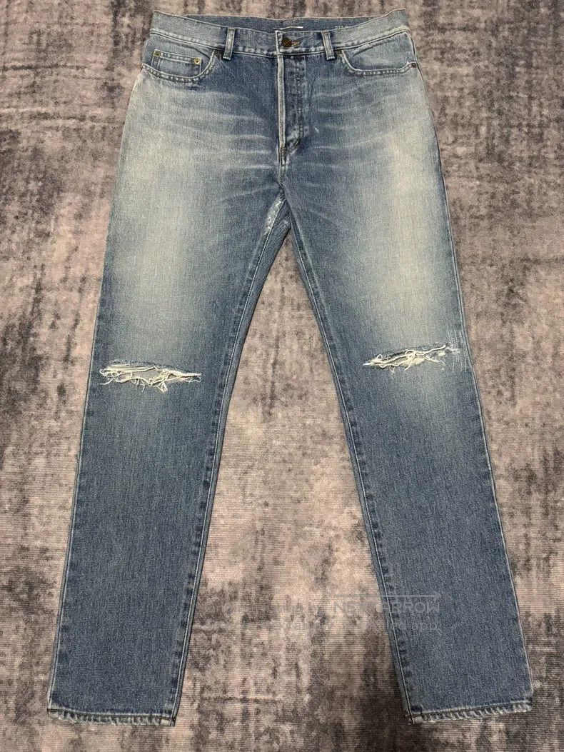 Saint Laurent Paris Saint Laurent Paris Cat Claw Light Blue Patchwork Slash Je Size US 33 - 1 Thumbnail