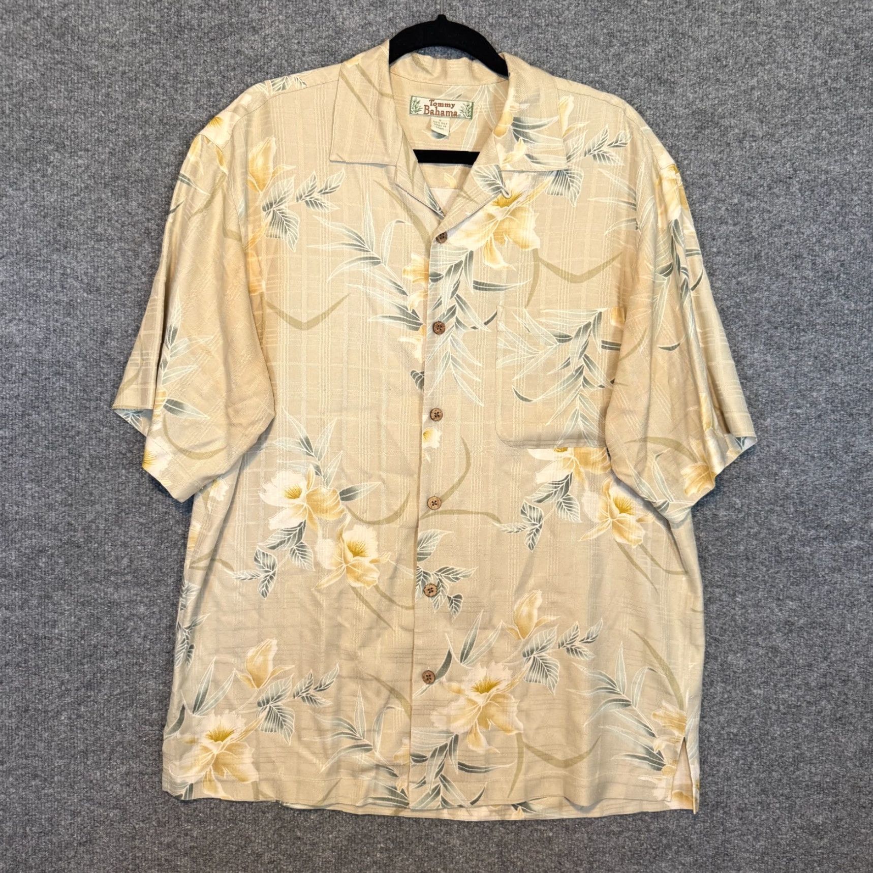 Tommy Bahama Tommy Bahama Shirt Mens Small Yellow Silk Short Sleeve Button-Up Floral Hawaiian Size US S / EU 44-46 / 1 - 2 Thumbnail