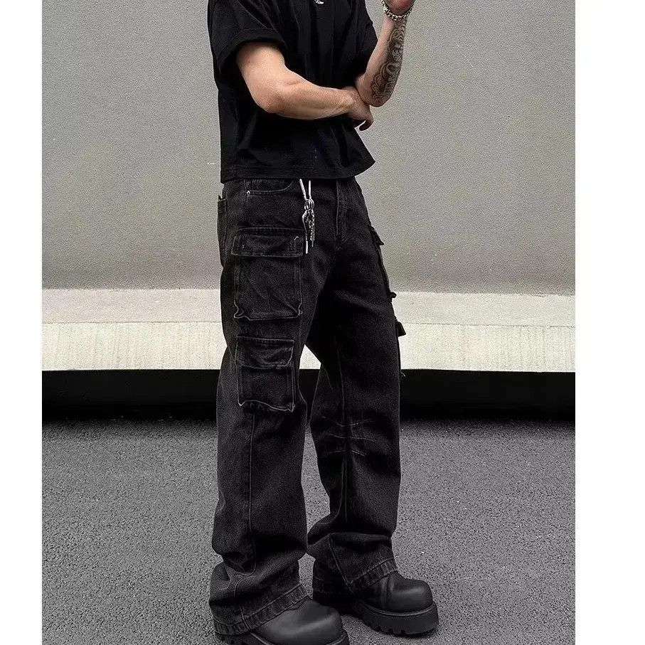 Japanese Brand Straight tube loose fitting multi pocket jeans Size US 32 / EU 48 - 3 Thumbnail