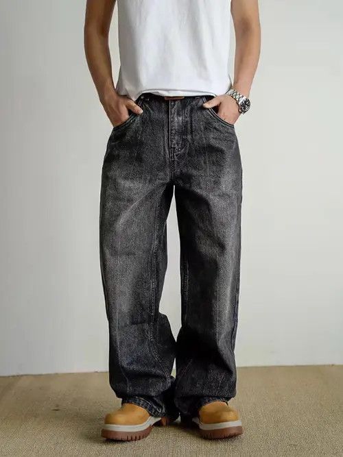 VIBE Washed Baggy Denim Jeans Size US 36 / EU 52 - 6 Thumbnail