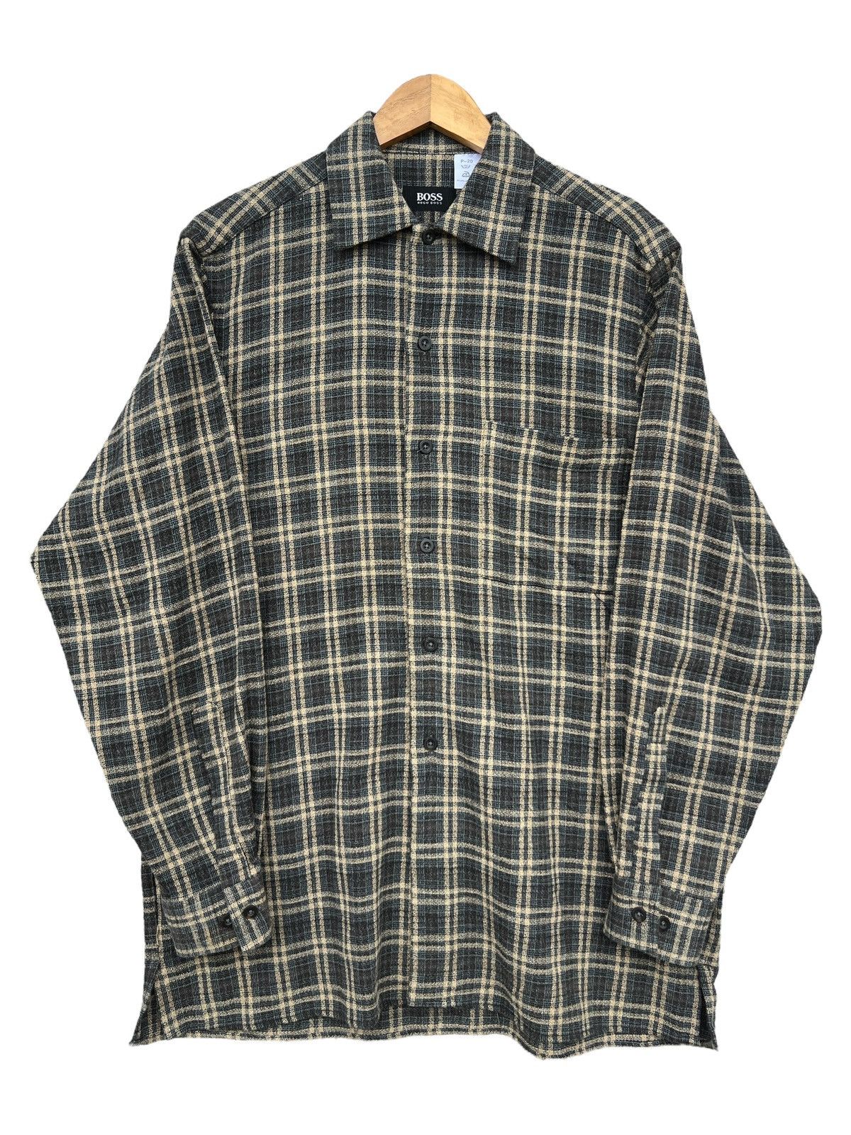 Hugo Boss × Vintage Vintage Hugo Boss Brown Checkered Button Up Shirt Size US XL / EU 56 / 4 - 1 Thumbnail