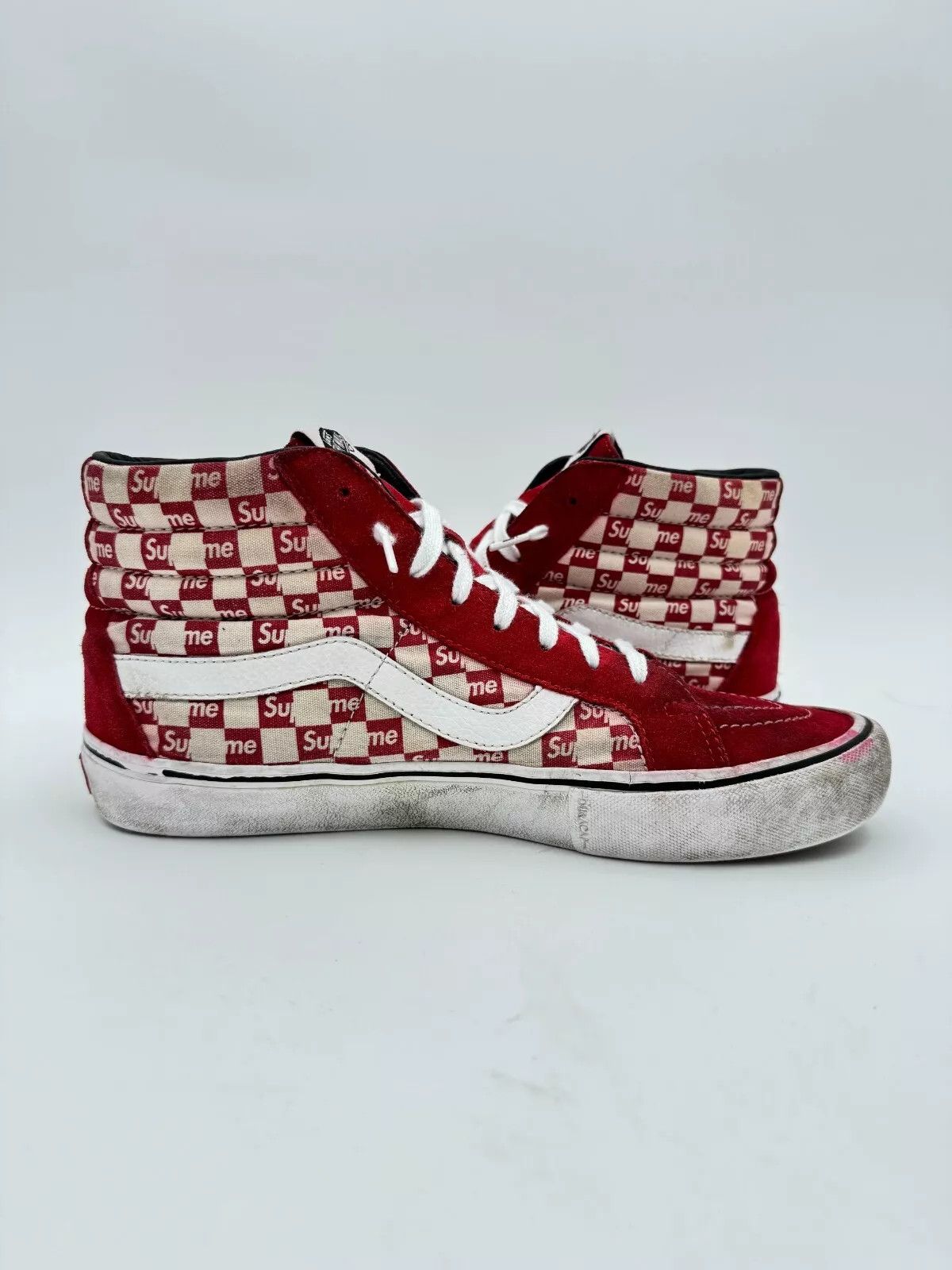 Supreme × Vans Supreme Vans Sk8-Hi Logo Checkerboard Red Size US 10 / EU 43 - 8 Thumbnail