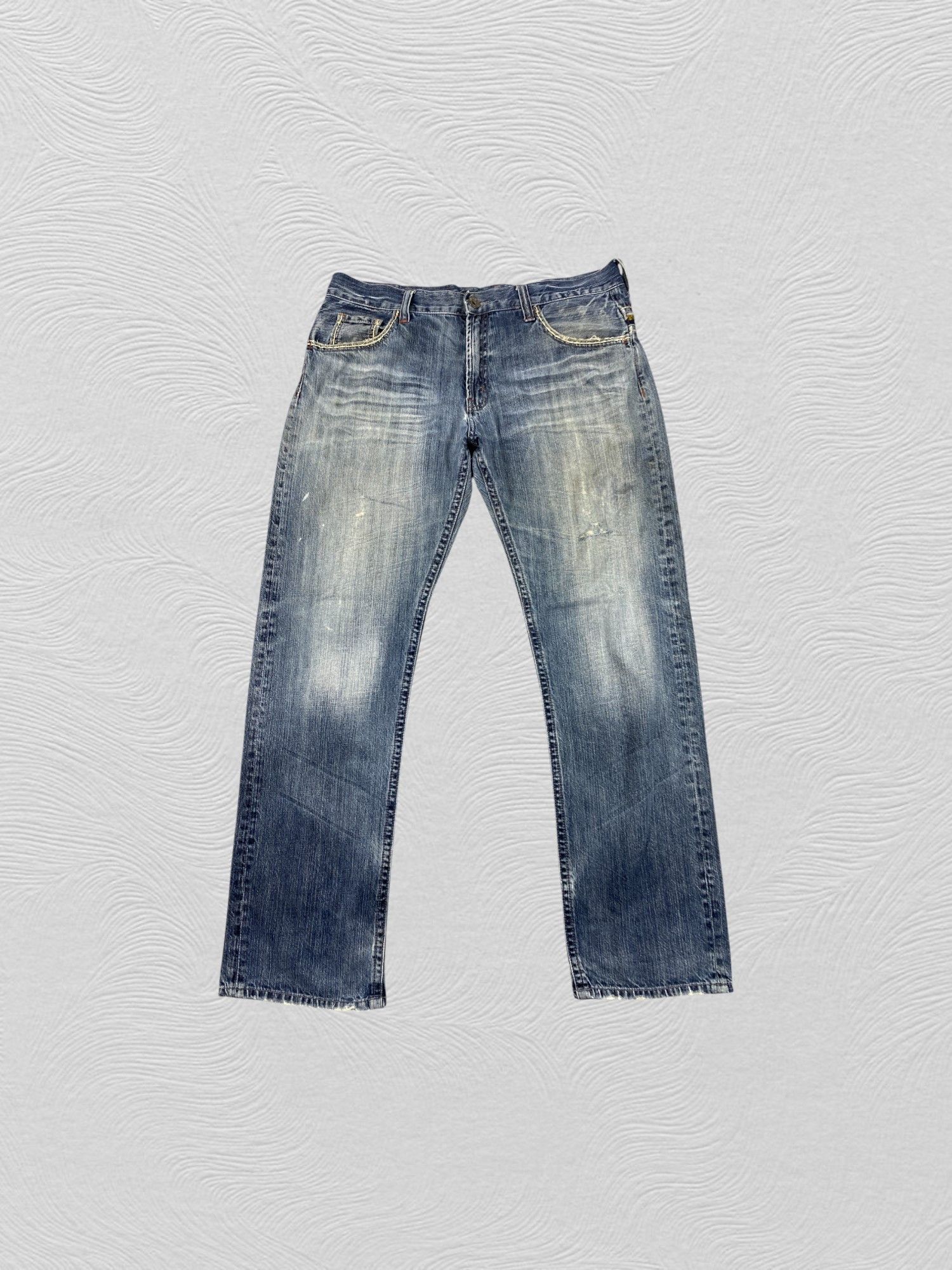 If Six Was Nine Distressed Blue Vintage Oririn 37x31.5 Denim- JN3640 Size US 37 - 1 Thumbnail
