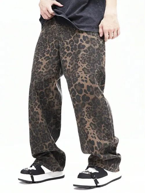 Leopard Baggy Y2K loose fit Jeans