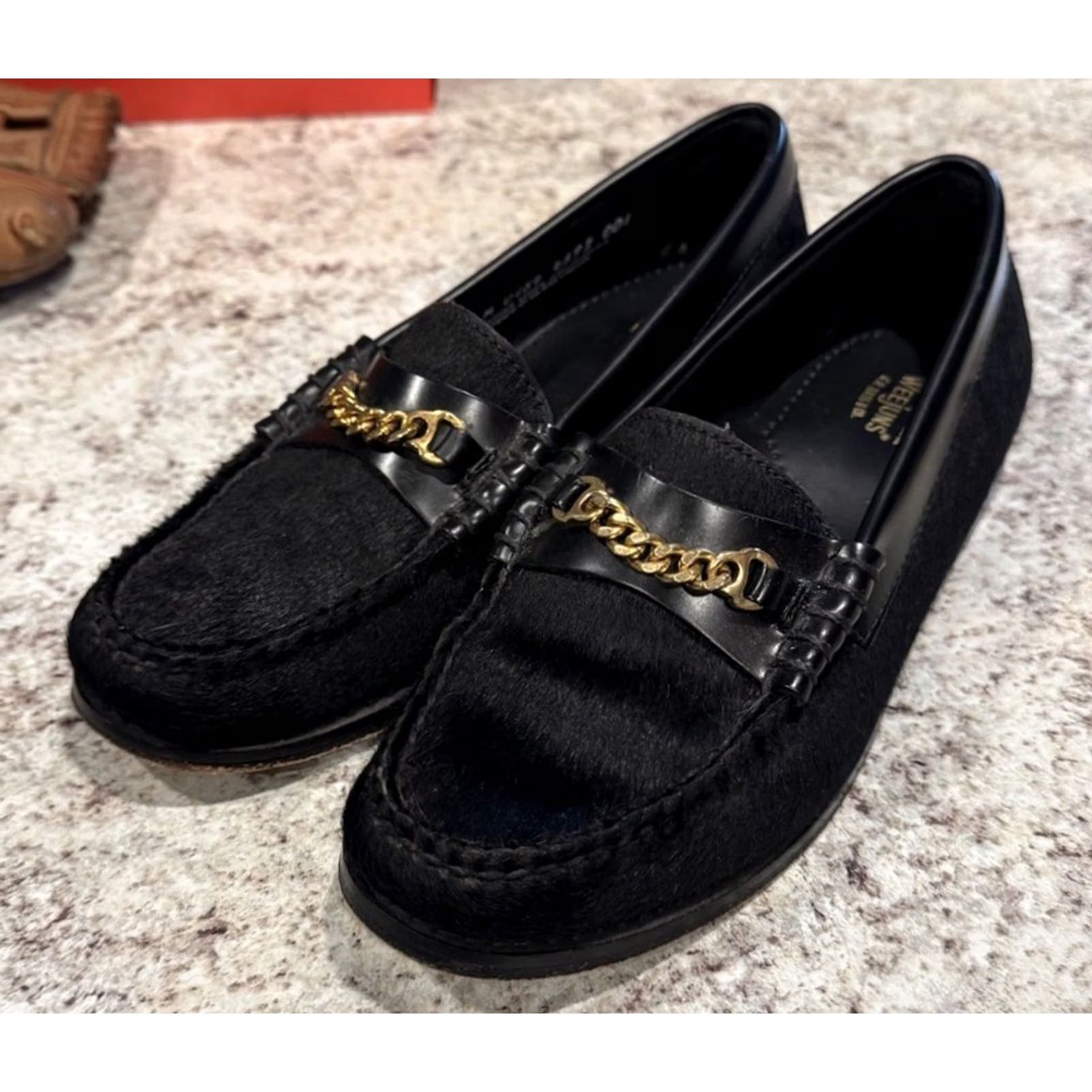 Vintage GH BASS WOMEN’S 6 M US LOAFERS BLACK PONY HAIR WEEJUNS CELESTE CHAIN Size US 6 / IT 36 - 2 Thumbnail