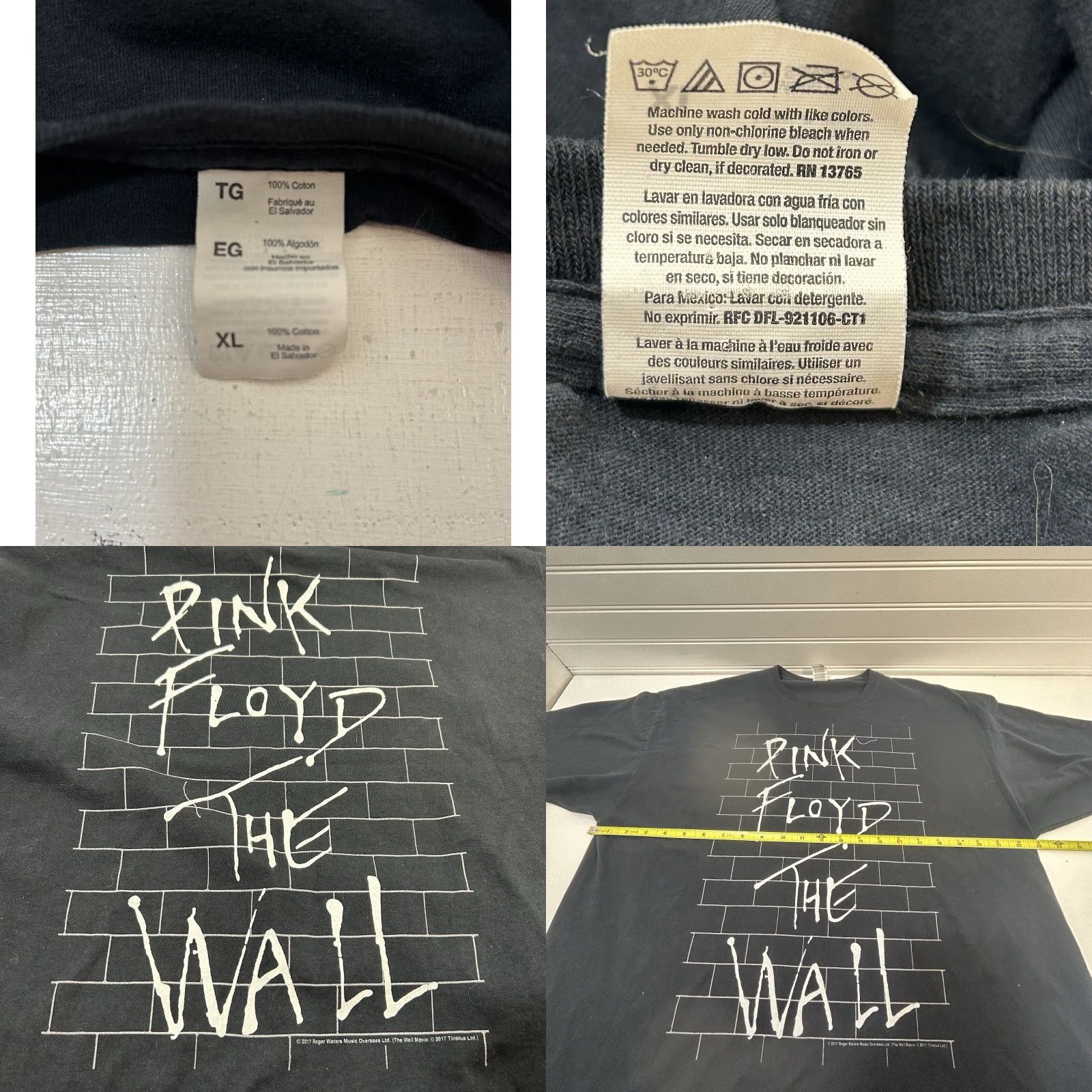Fruit Of The Loom Pink Floyd Off The Wall Shirt Men XL Black Short Sleeve Crew 2017 RN#13765 Size US XL / EU 56 / 4 - 9 Thumbnail
