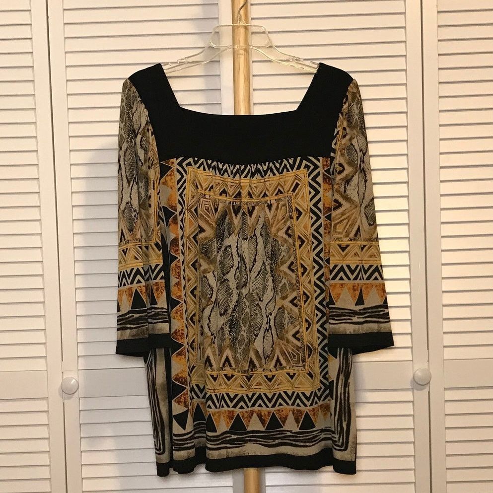 Other DressBarn Geometric Square Neckline 3/4 Sleeve Blouse 14/16 Size XL / US 12-14 / IT 48-50 - 1 Thumbnail
