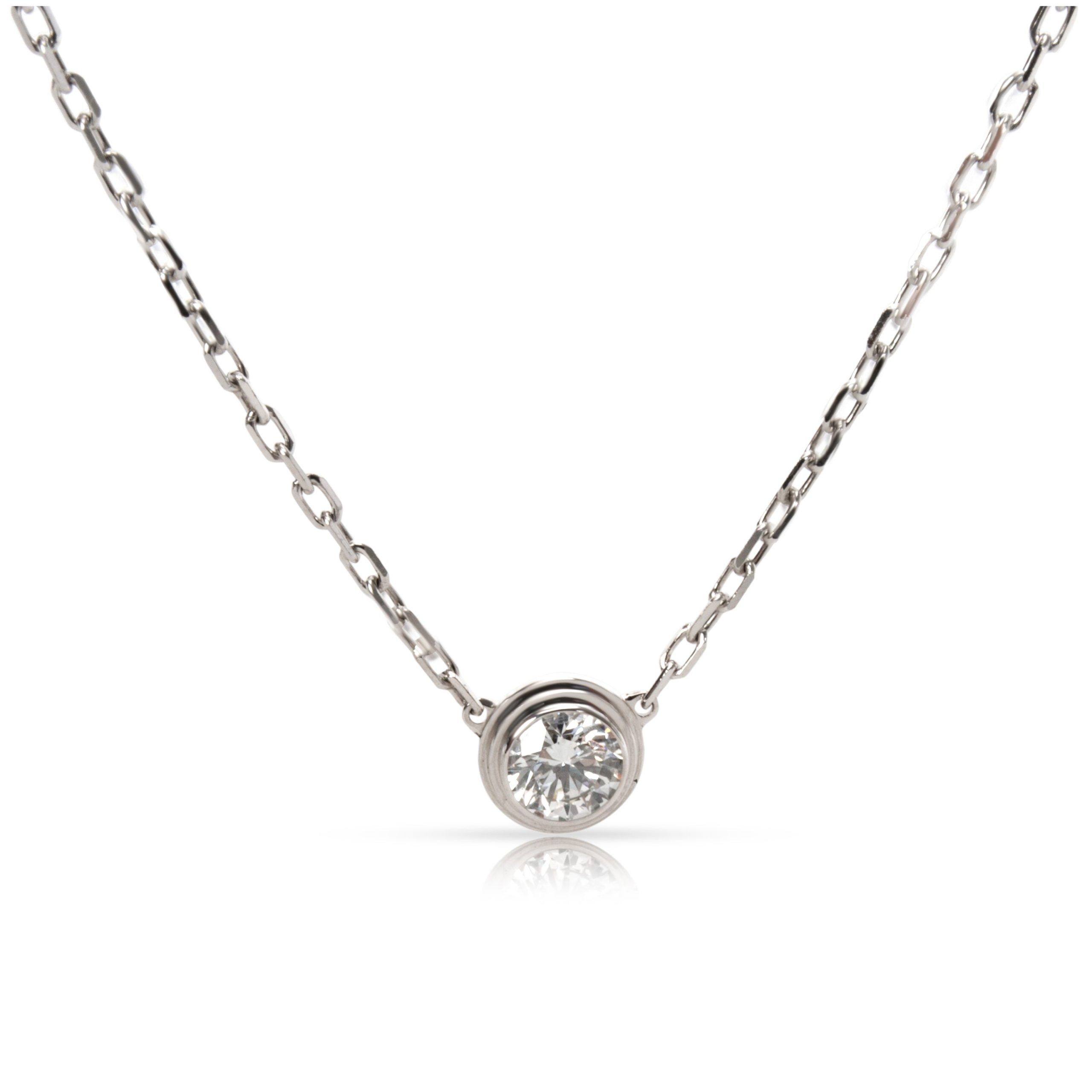 image of Cartier Diamond Solitaire Pendant In 18K White Gold F Vs1 (0.25 Ct), Women's