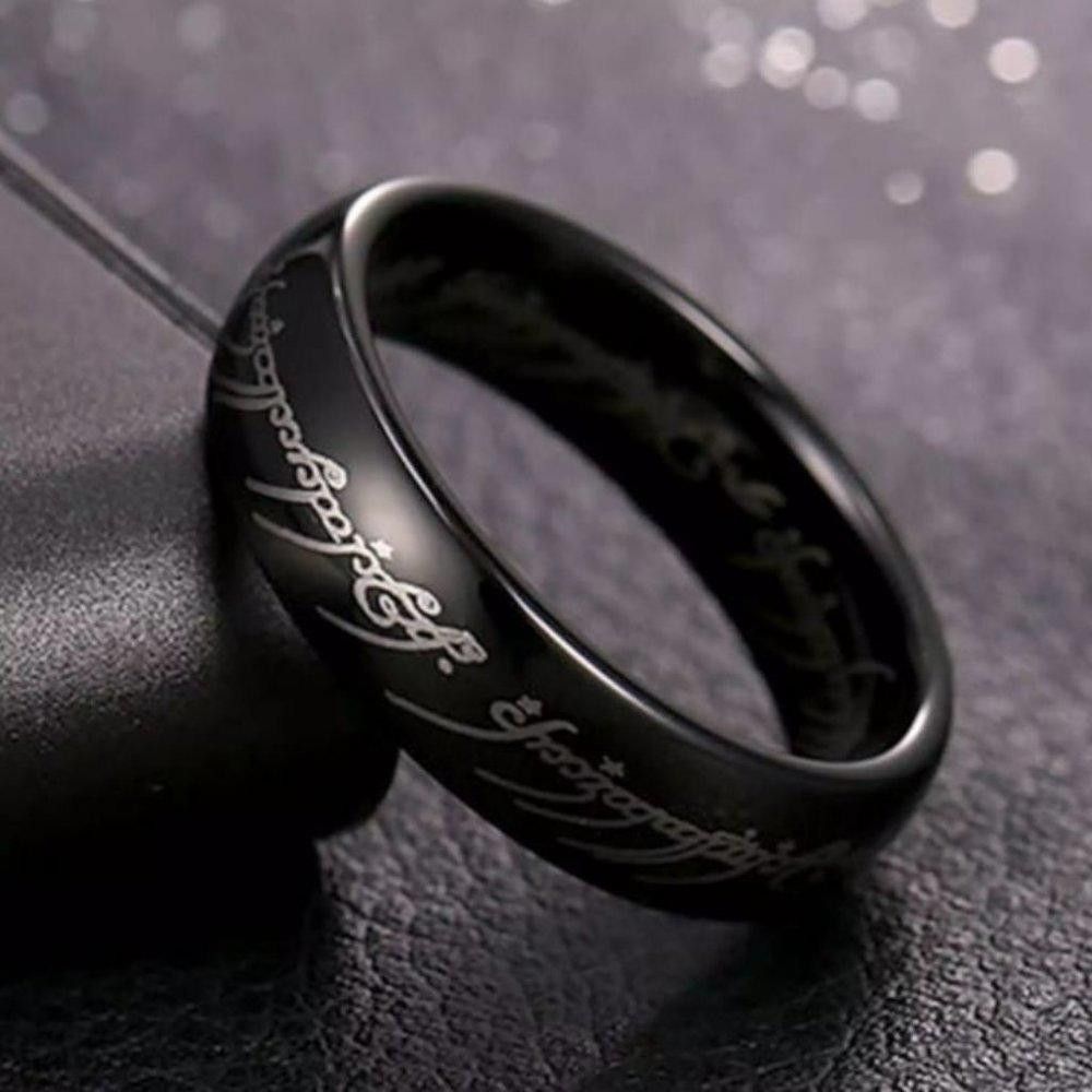 Designer Hobbit Lord of the Rings Black Engraving Ring - Size 7 Size ONE SIZE - 2 Thumbnail