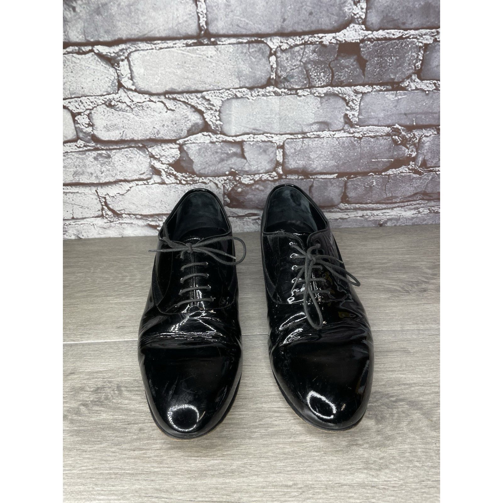 Mezlan Mezlan Broadway Black Patent Leather Tuxedo Oxfords Dress Sh Size US 11 / EU 44 - 14 Thumbnail