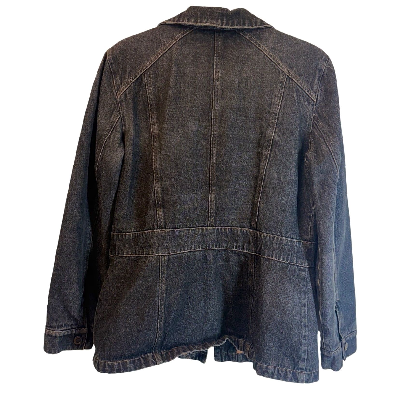 Nine West Nine West Jacket Womens Medium Black Denim Quilted Lined Notch Snap Western Jacket Size M / US 6-8 / IT 42-44 - 2 Thumbnail