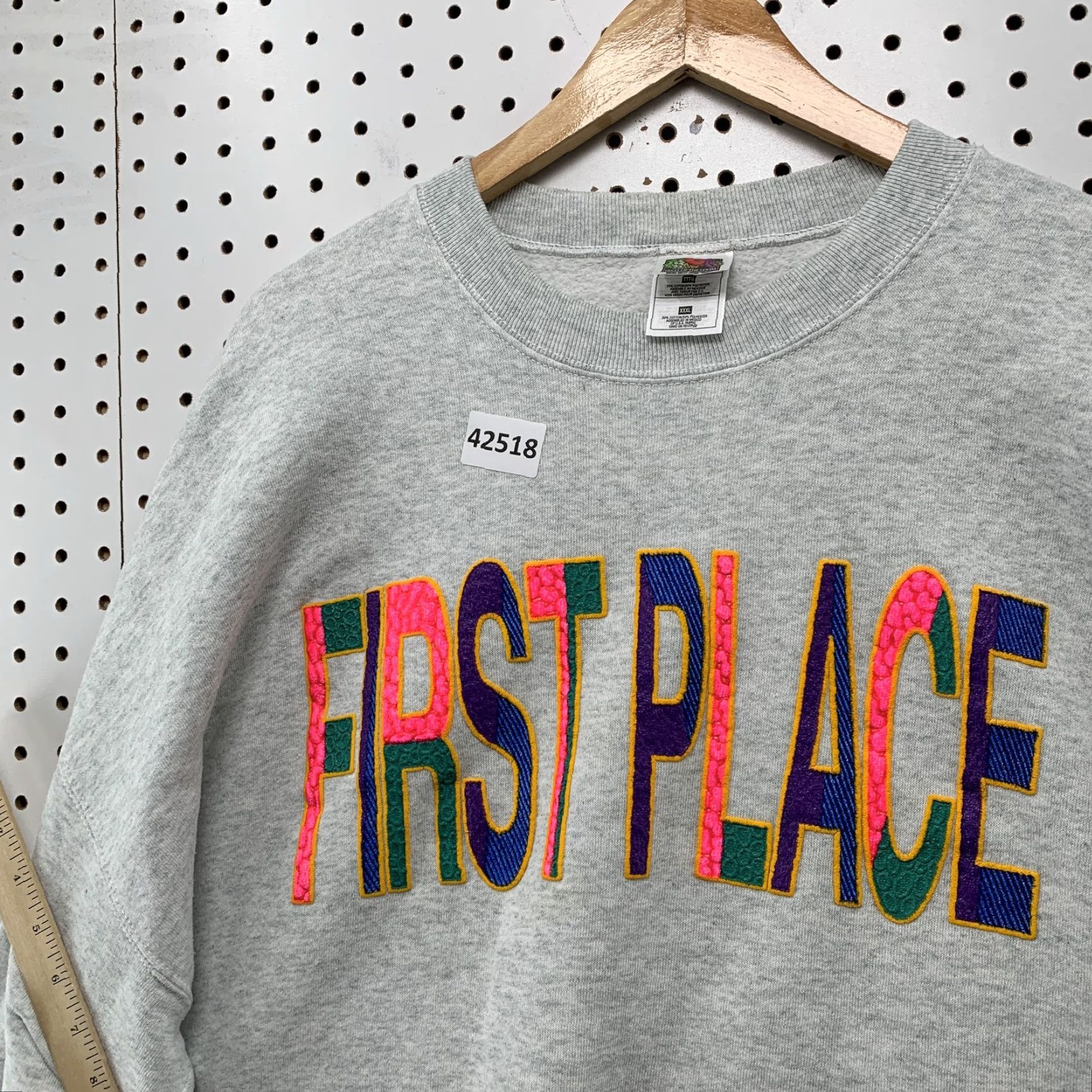 Fruit Of The Loom VINTAGE Fruit of the Loom Sweatshirt Crewneck Gray 3XL Mens 90s Pullover Graphic Print Size US XXL / EU 58 / 5 - 7 Thumbnail