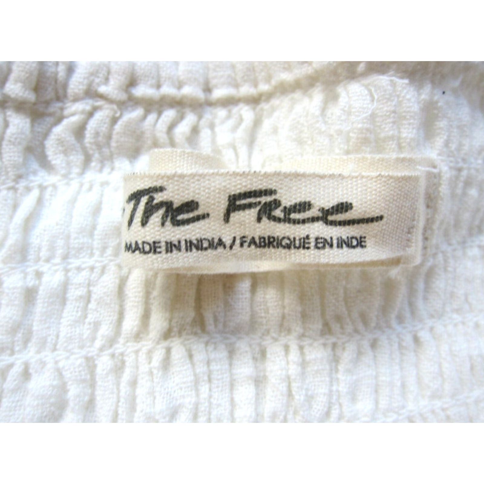 Vintage We The Free Ivory Cotton Off Shoulder 3/4 Sleeve Crop Peasant Blouse Women Large Size L / US 10 / IT 46 - 3 Thumbnail