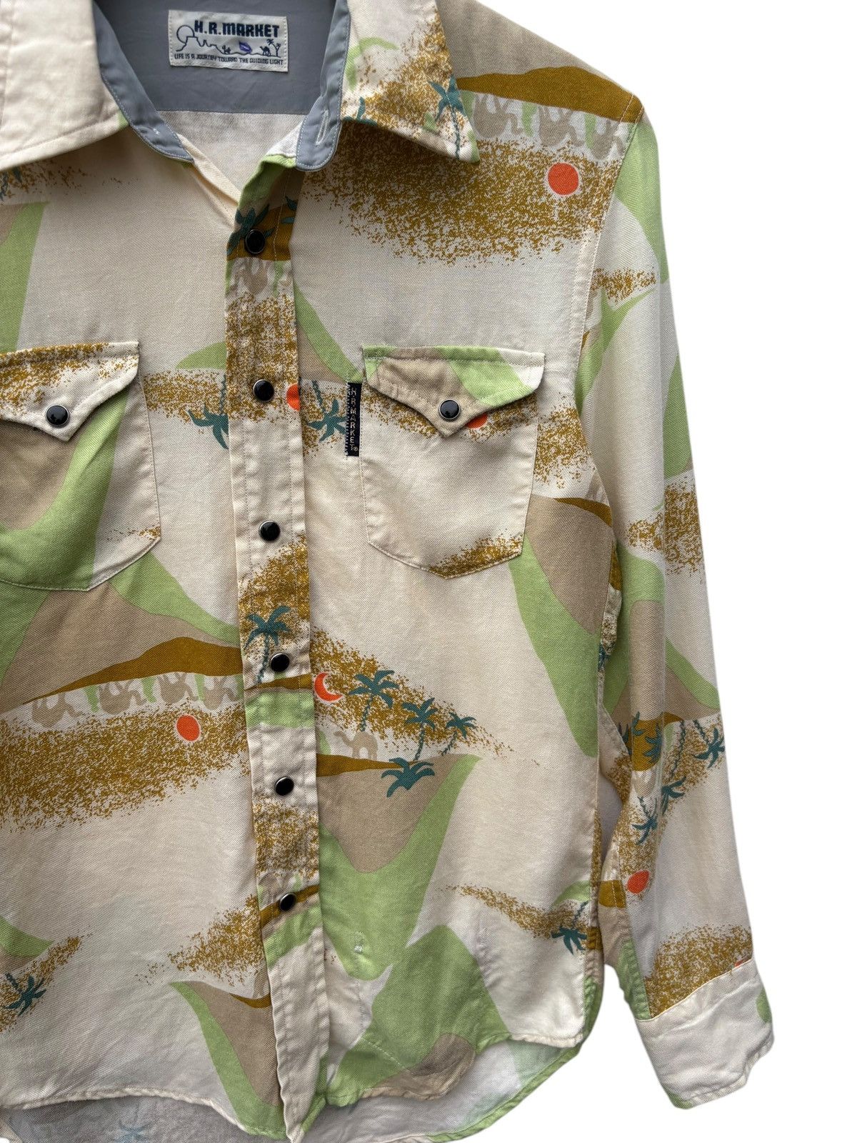 HOLLYWOOD RANCH MARKET H R Market All Over Print Rayon Pearl Snap Button Shirt Size US XS / EU 42 / 0 - 4 Thumbnail