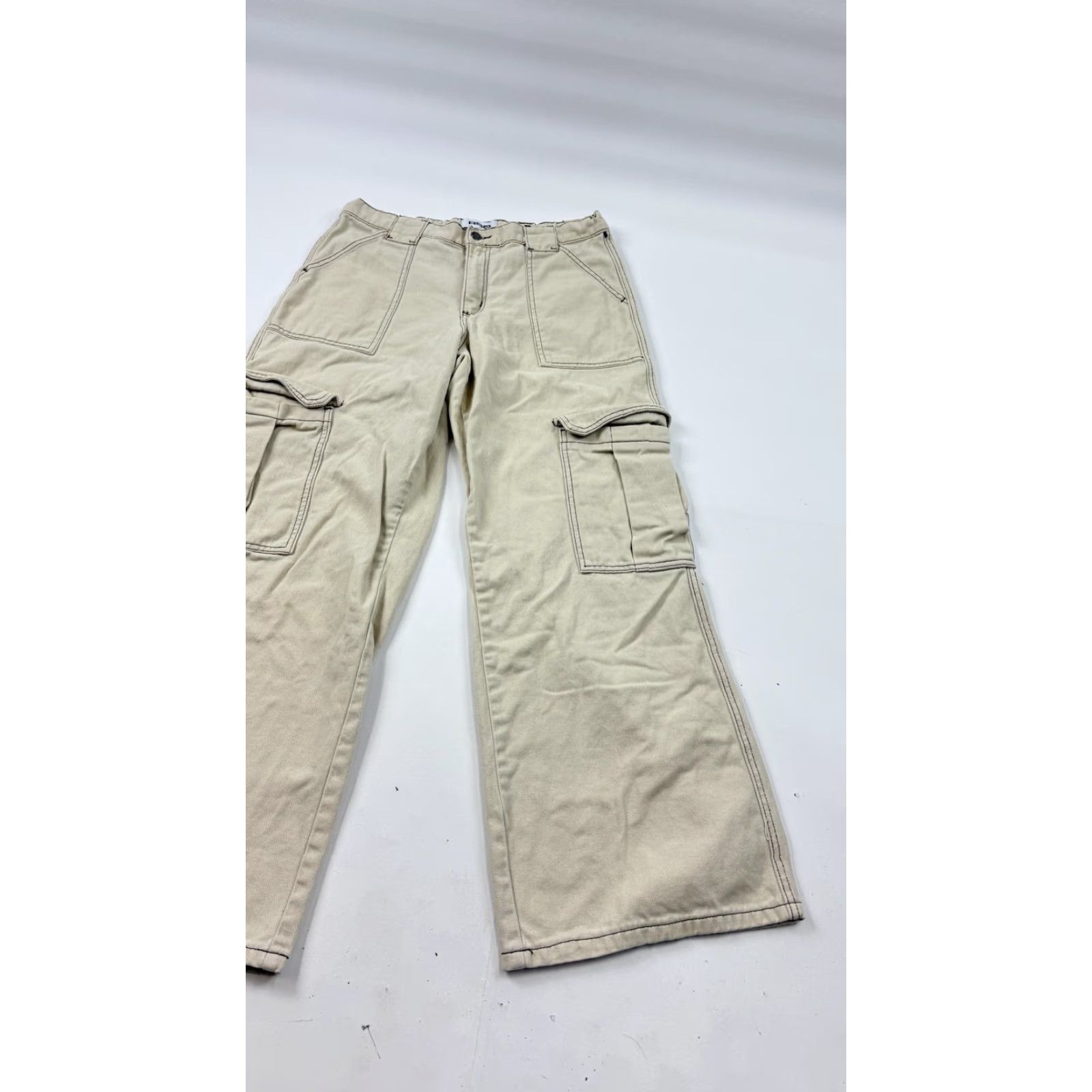Rsq RSQ Cargo Pants Womens 29 Beige 100% Cotton Wide Leg Utility Pockets Casual Size 29" - 3 Thumbnail