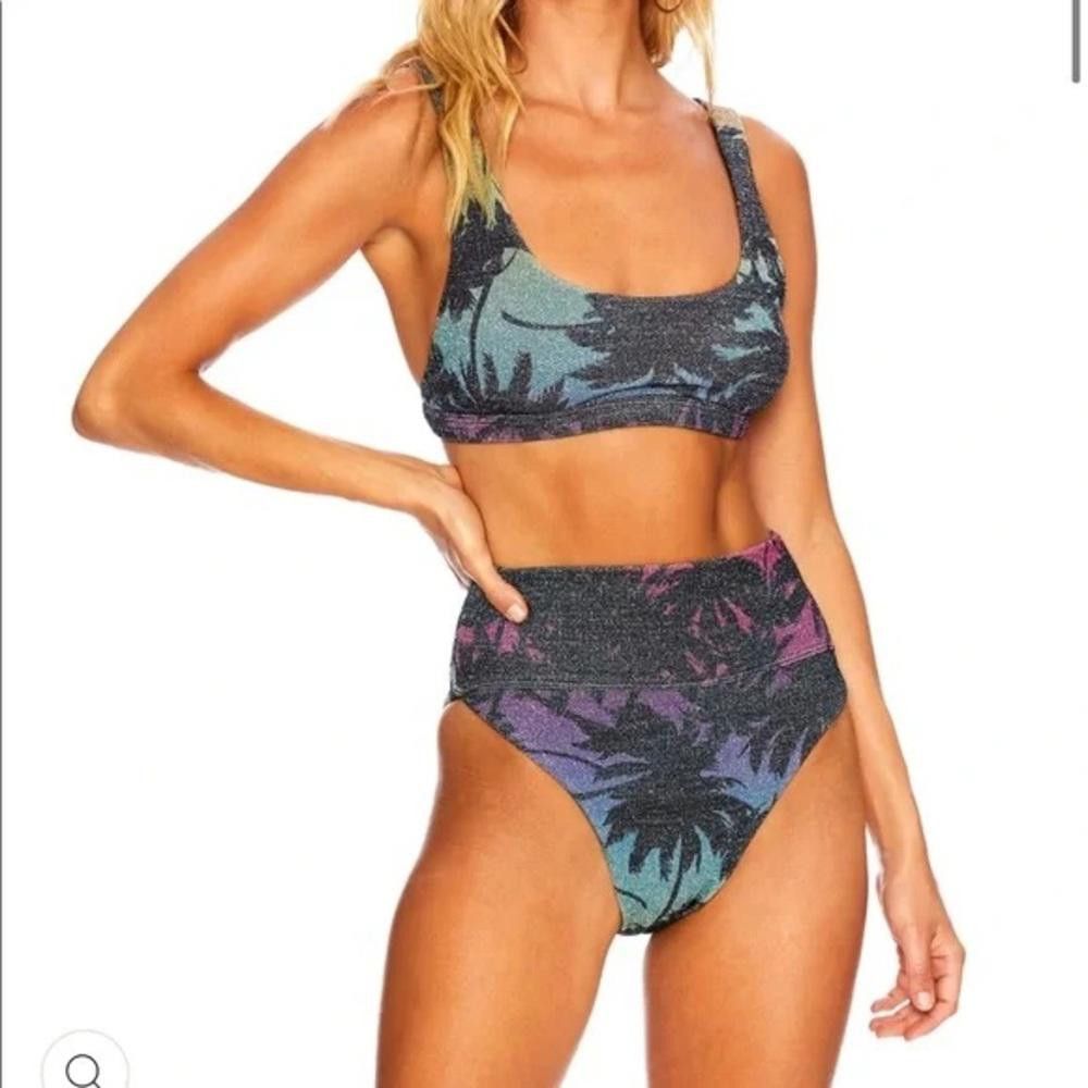 Designer Beach Riot l Rainbow Palm Madness High Waist Bikini M/L Size ONE SIZE - 11 Thumbnail