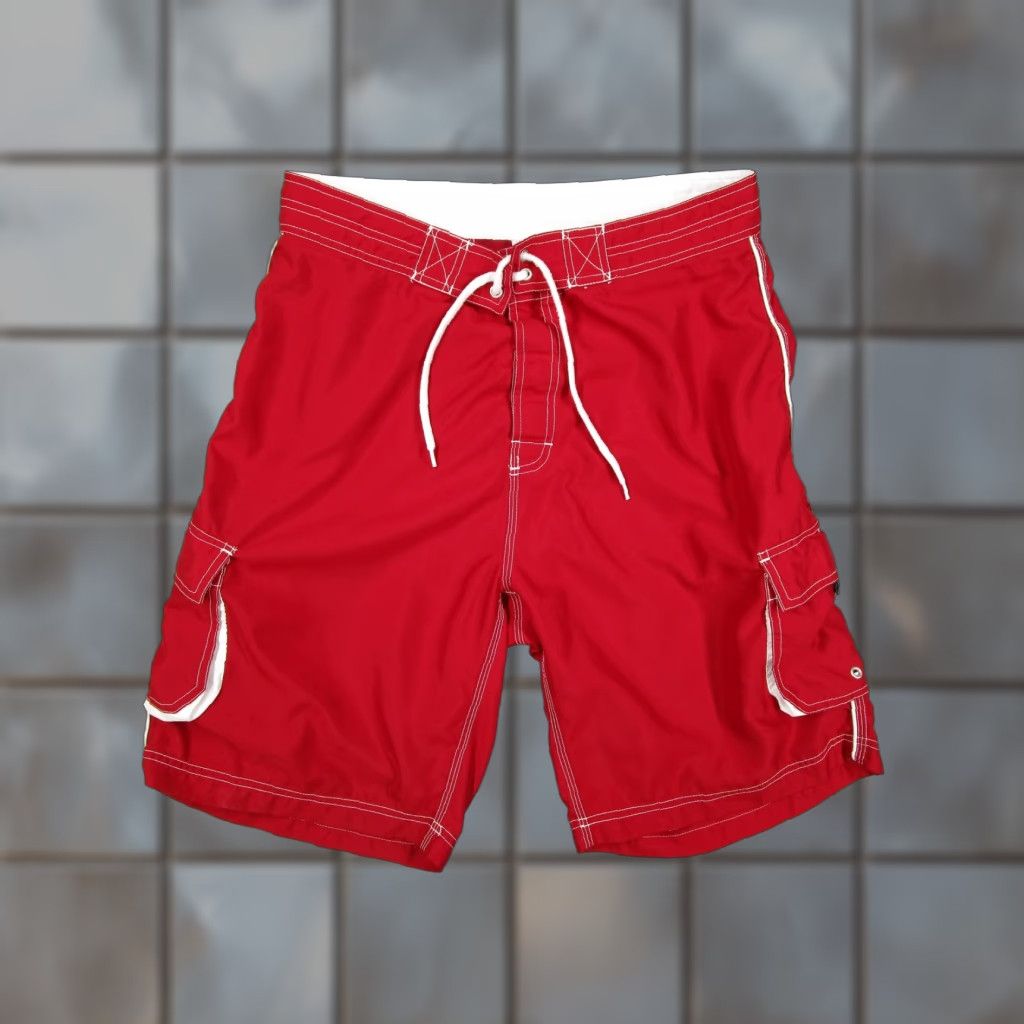 Gotcha VINTAGE Gotcha Tahiti Board Shorts Mens 36 Red Swim Trunks Cargo Pockets Drawstring Y2K Size US 36 / EU 52 - 1 Thumbnail